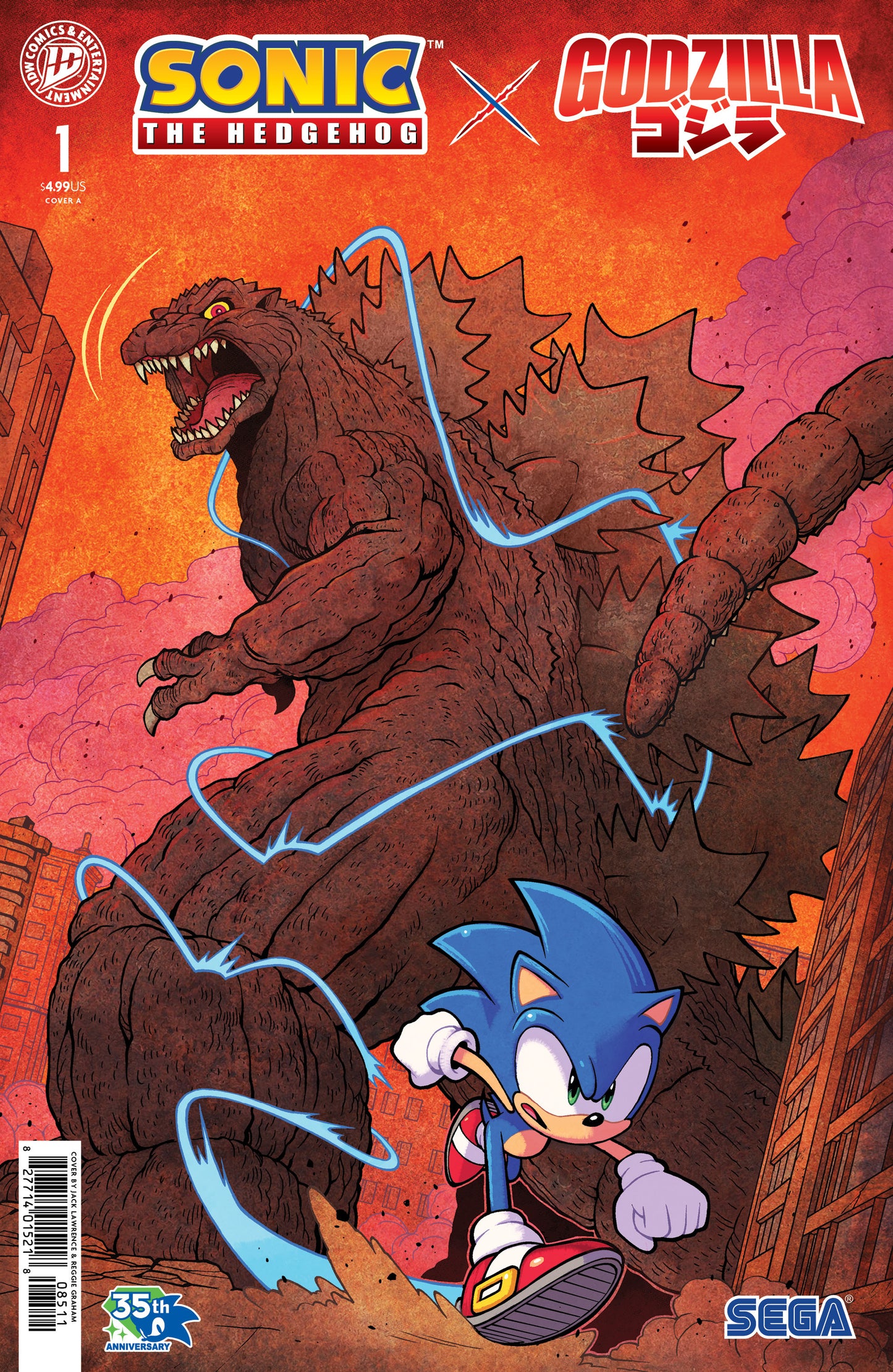 07/15/2026 Sonic the Hedgehog x Godzilla #1 Cover A (Lawrence) IDW PUBLISHING