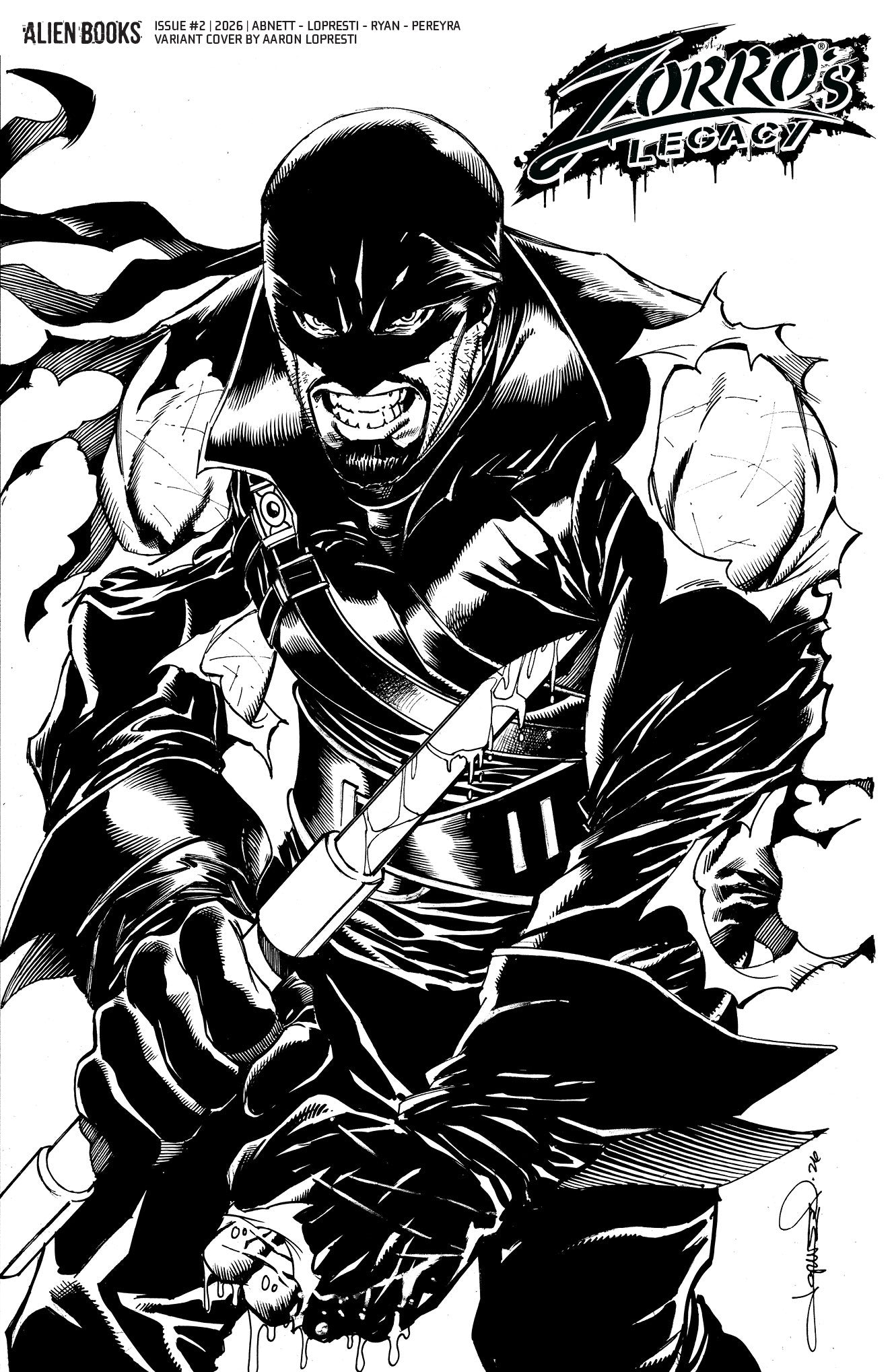 08/19/2026 Zorro's Legacy #2 Variant D (Lopresti B&W) IDW PUBLISHING