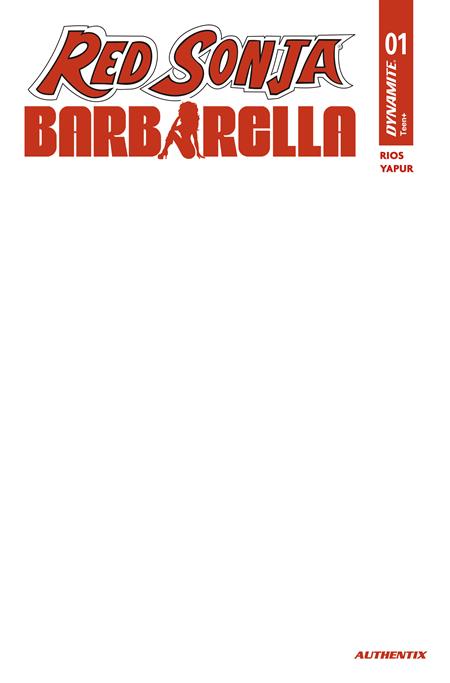11/04/2026 RED SONJA BARBARELLA #1 CVR H BLANK AUTHENTIX VAR DYNAMITE ENTERTAINMENT