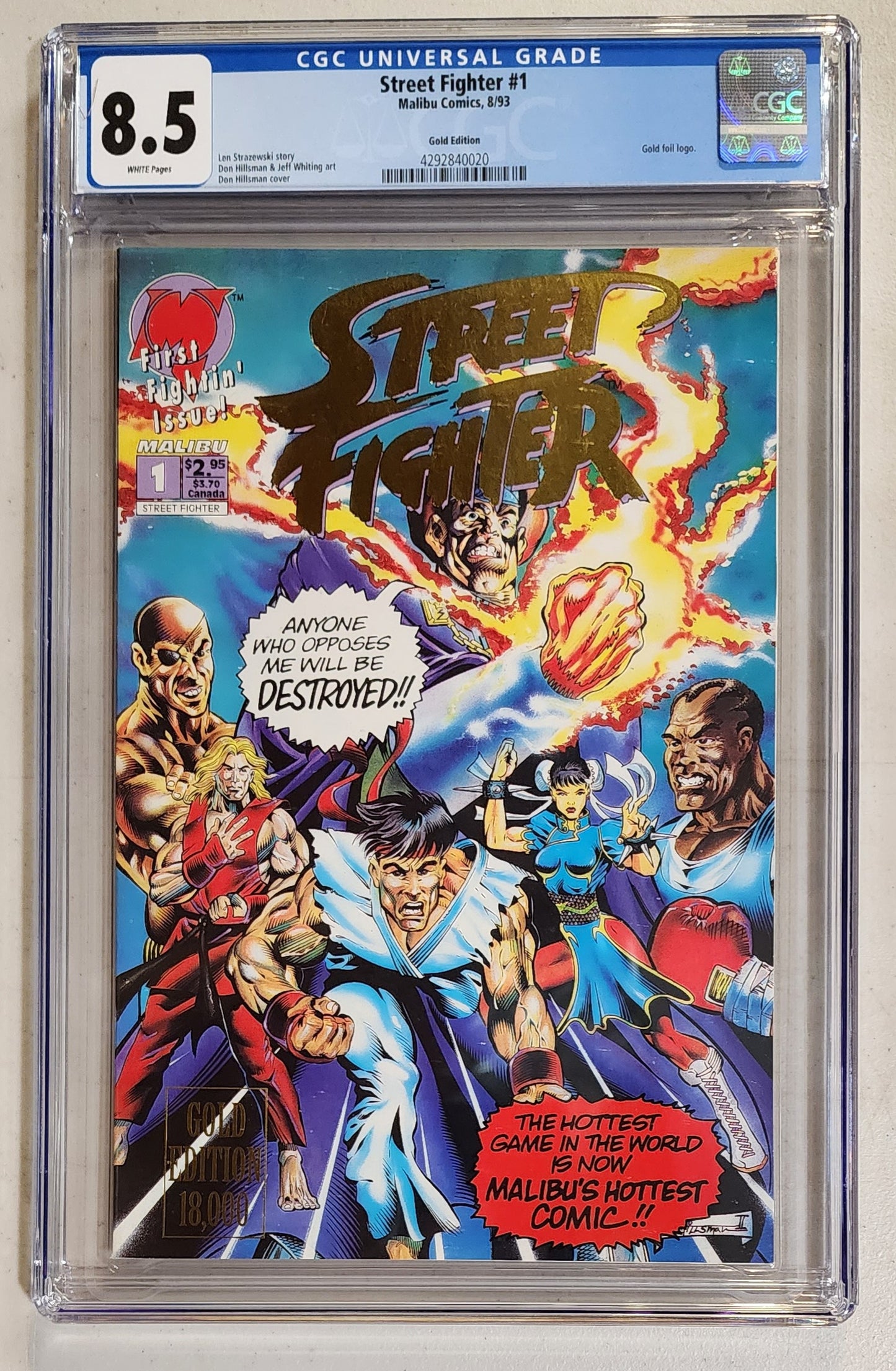 8.5 CGC STREET FIGHTER #1 GOLD FOIL VARIANT 1993 [4292840020] Street Fighter CGC