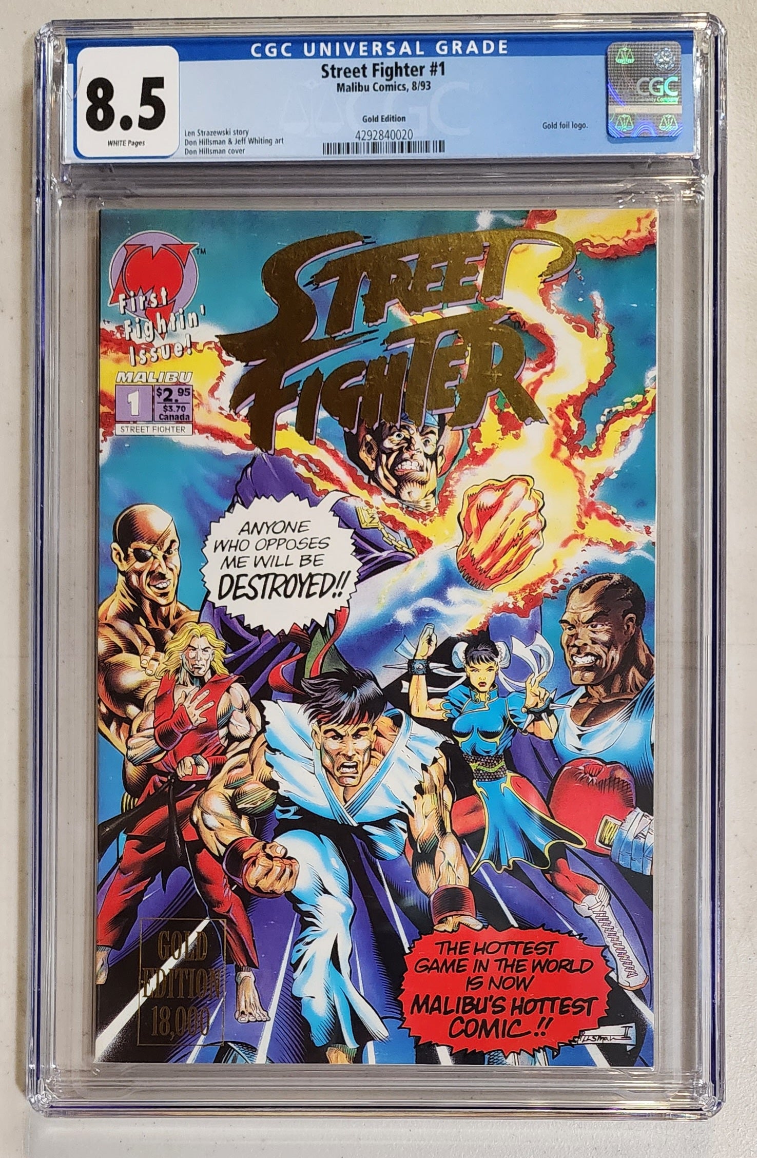8.5 CGC STREET FIGHTER #1 GOLD FOIL VARIANT 1993 [4292840020] Street Fighter CGC