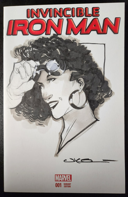 RIRI WILLIAMS IRONHEART BY UKO SMITH ON INVINCIBLE IRON MAN #1 BLANK SKETCH COVER