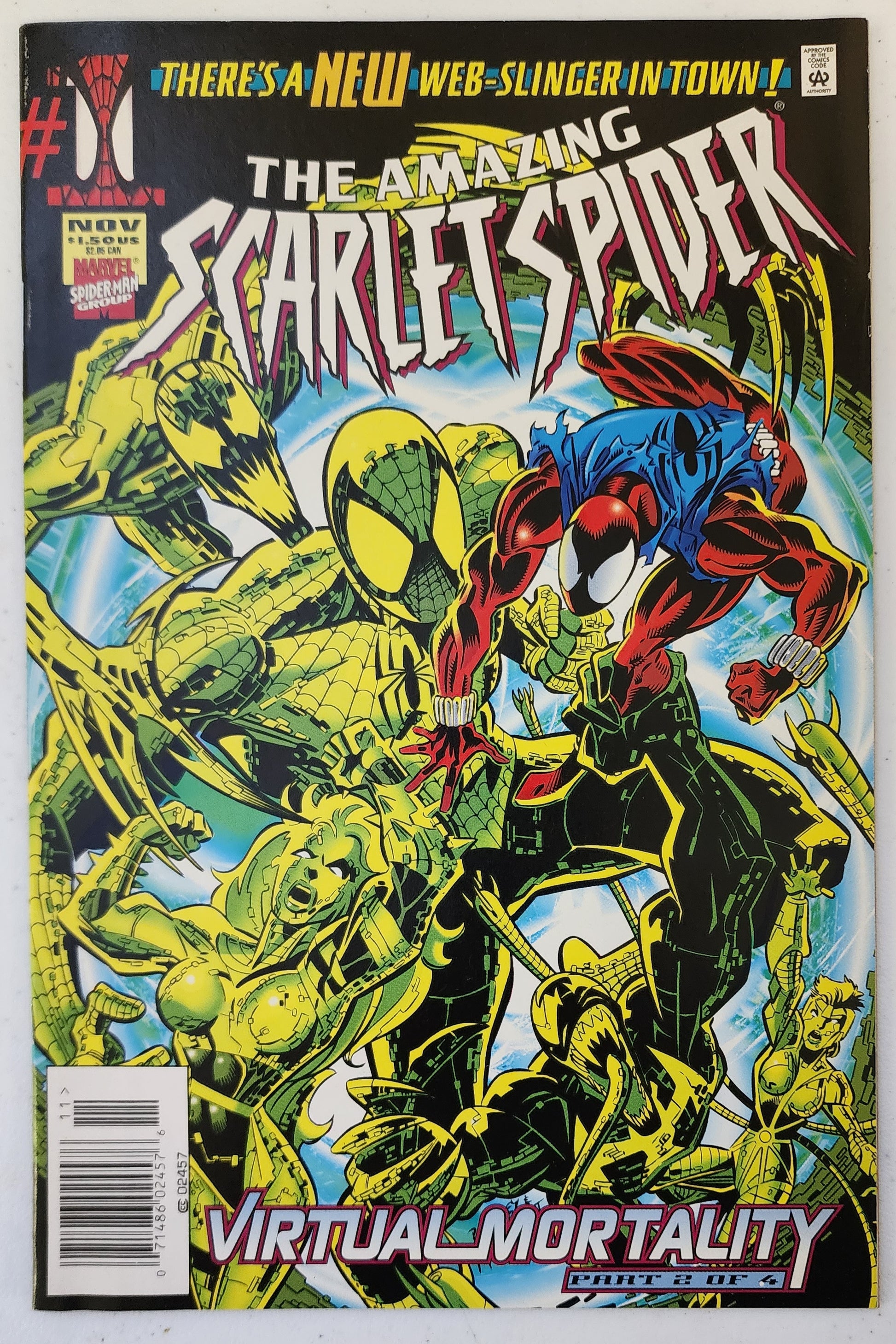 AMAZING SCARLET SPIDER #1 1995 (1ST APP CYBER SCARLET) NEWSSTAND Ghost Rider MARVEL COMICS