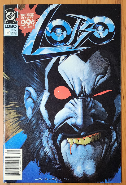 LOBO #1 NEWSSTAND 1990 w/ FREE POSTER Lobo DC COMICS   