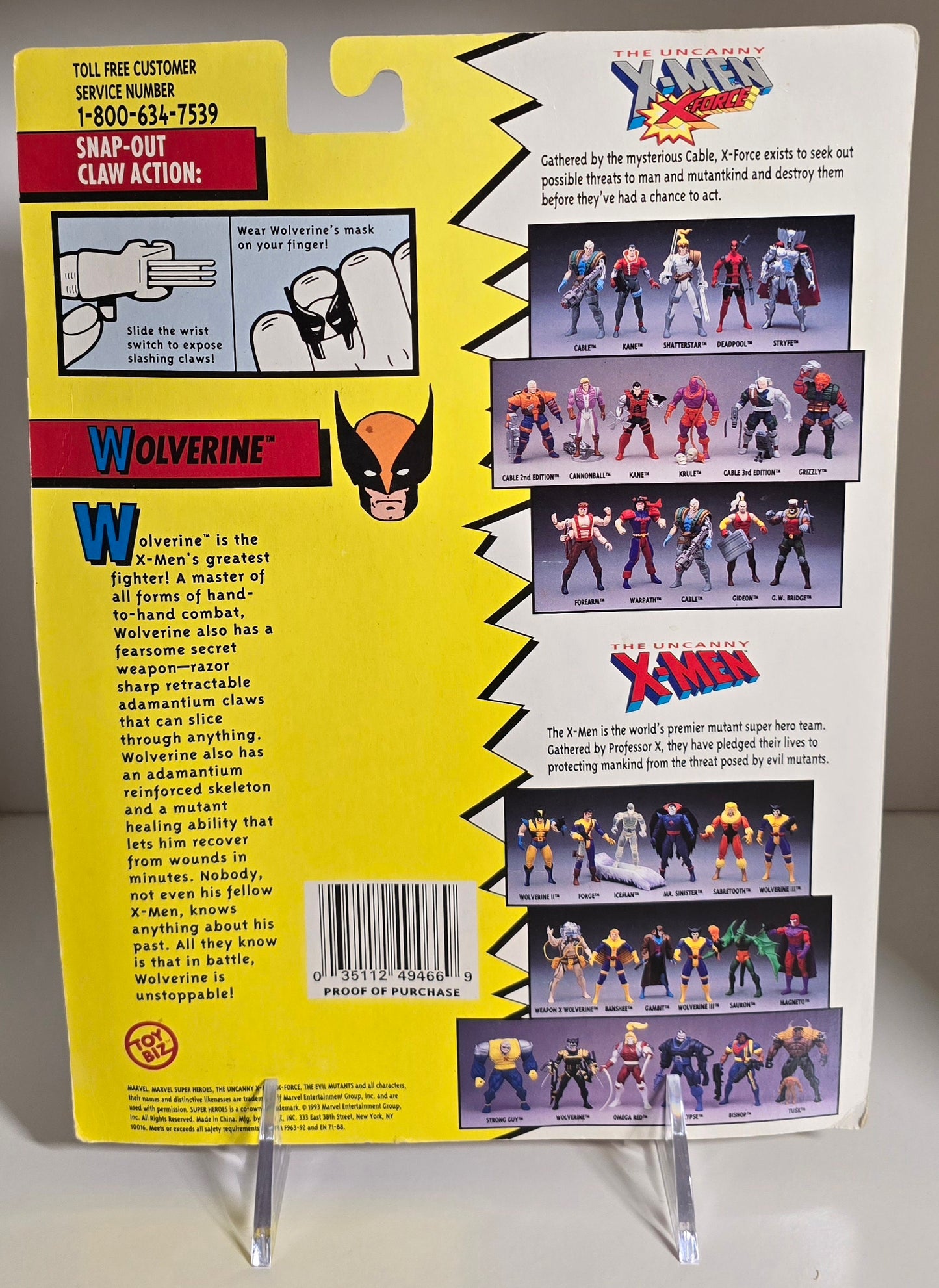 TOY BIZ UNCANNY X-MEN WOLVERINE ORIGINAL COSTUME ACTION FIGURE SERIES 1 1991 [PH03] X-Men Toy Biz   