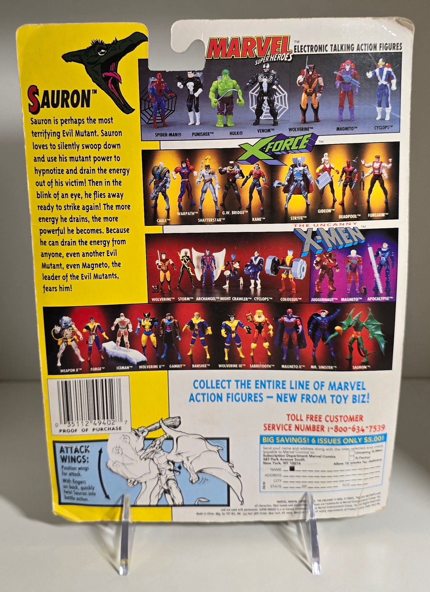 TOY BIZ UNCANNY X-MEN SAURON ACTION FIGURE 1992 [PH02] X-Men Toy Biz   