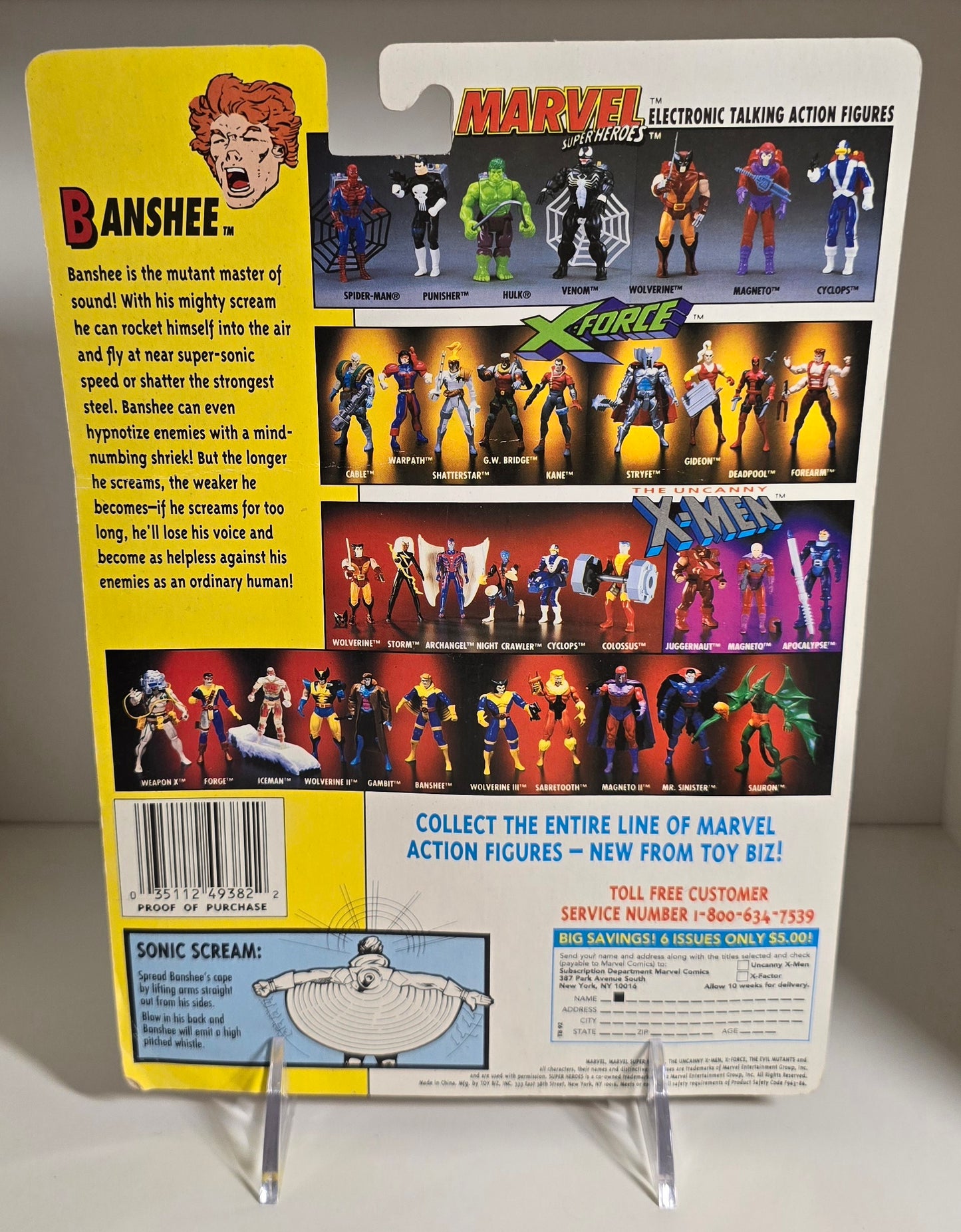 TOY BIZ UNCANNY X-MEN BANSHEE ACTION FIGURE 1992 [PH03] X-Men Toy Biz   