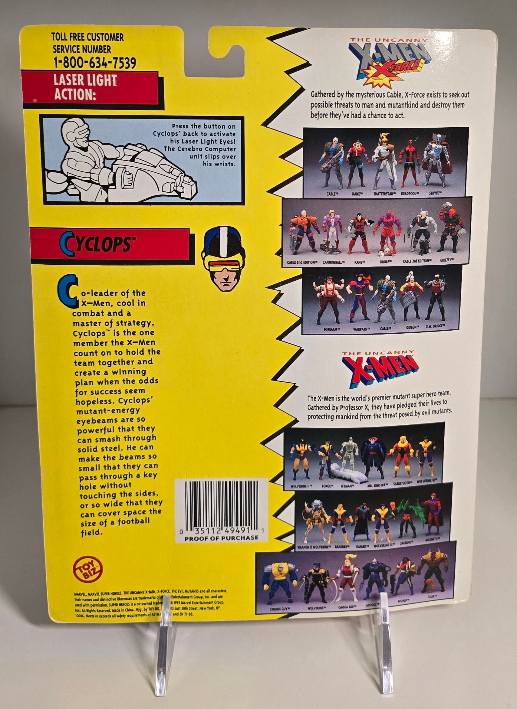 TOY BIZ UNCANNY X-MEN CYCLOPS ACTION FIGURE 1993 [PH02] X-Men Toy Biz   