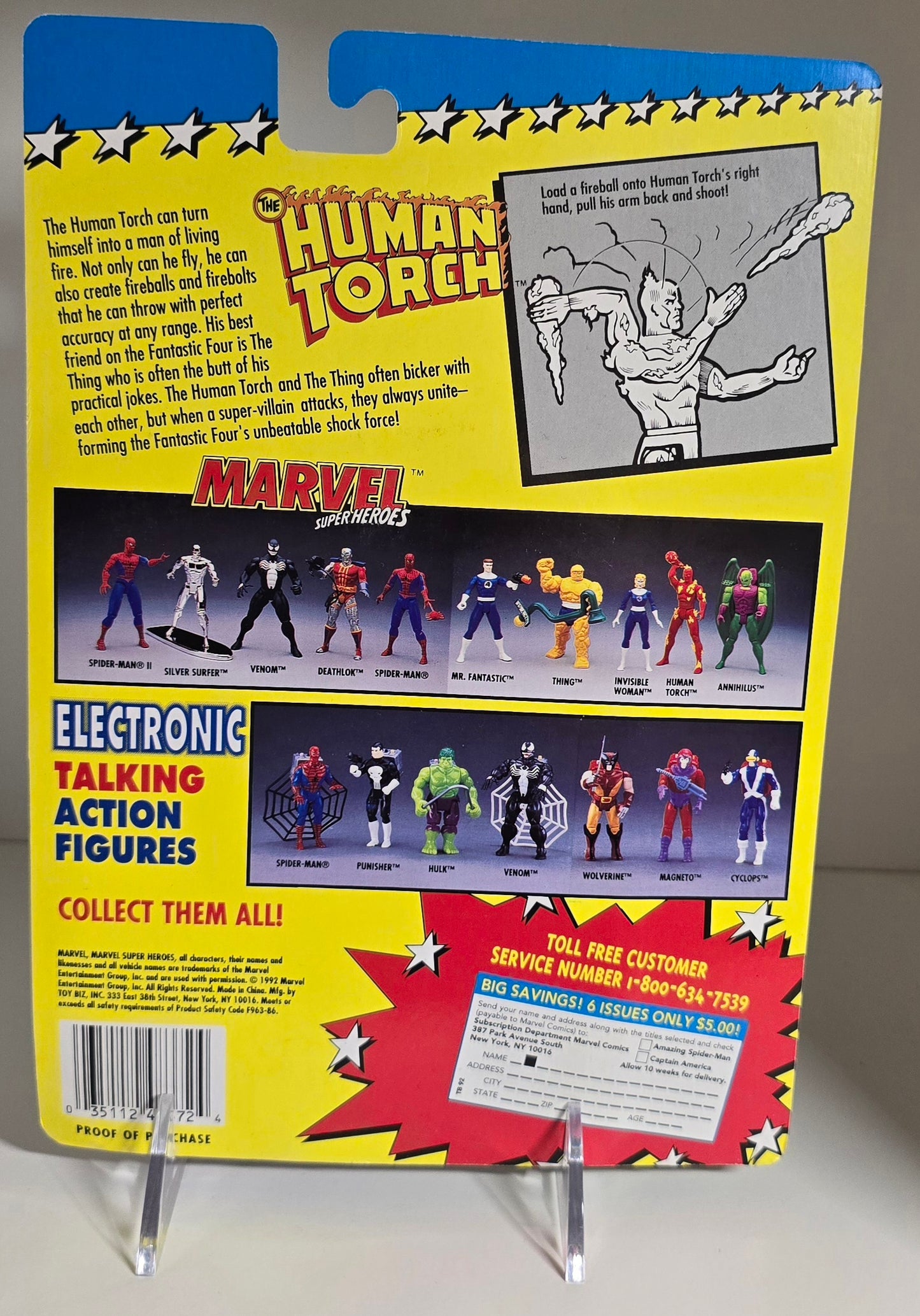 TOY BIZ MARVEL SUPER HEROES HUMAN TORCH FIREBALL FLING ACTION [PH03] X-Men Toy Biz   