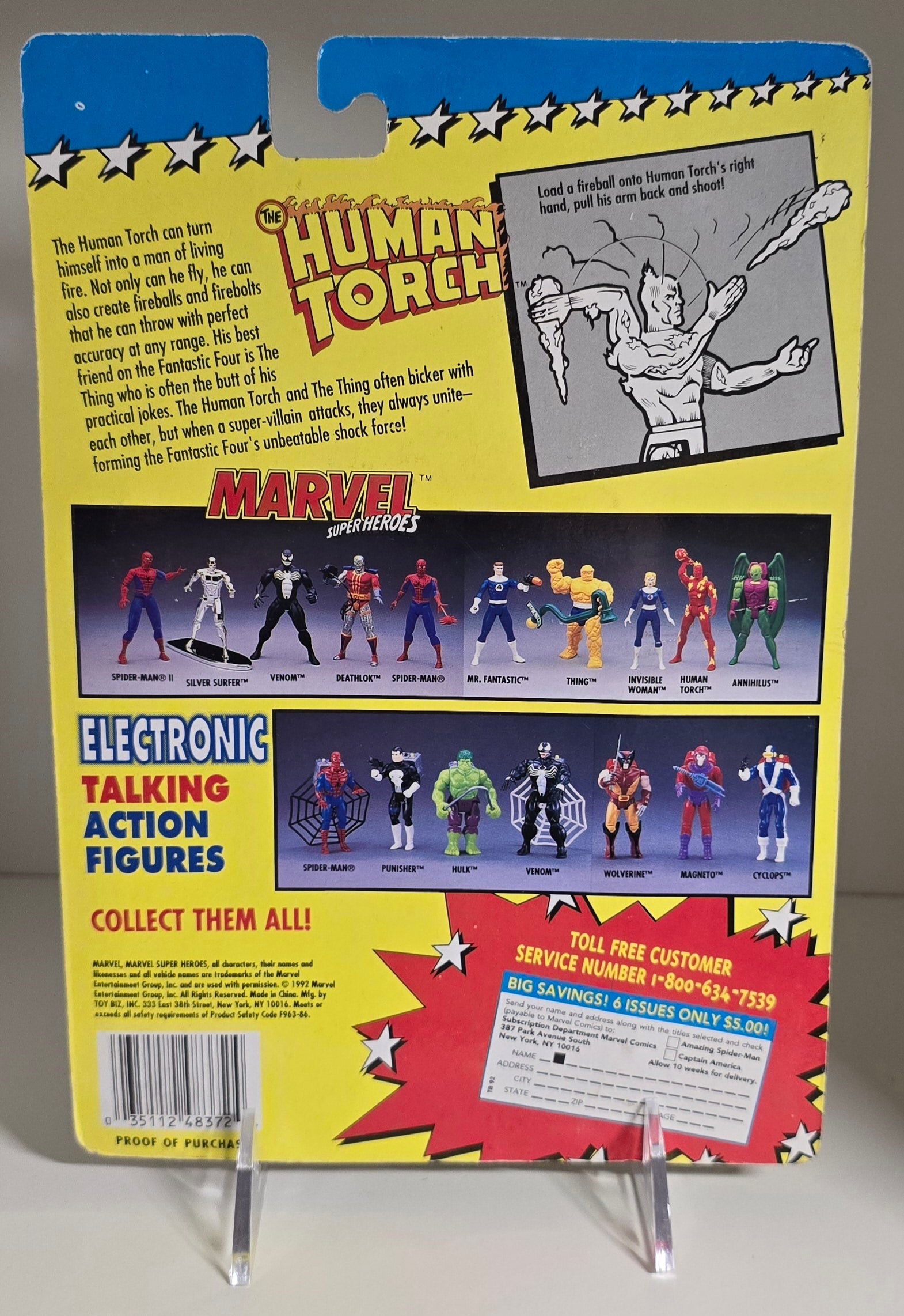 TOY BIZ MARVEL SUPER HEROES HUMAN TORCH FIREBALL FLING ACTION [PH04] X-Men Toy Biz   