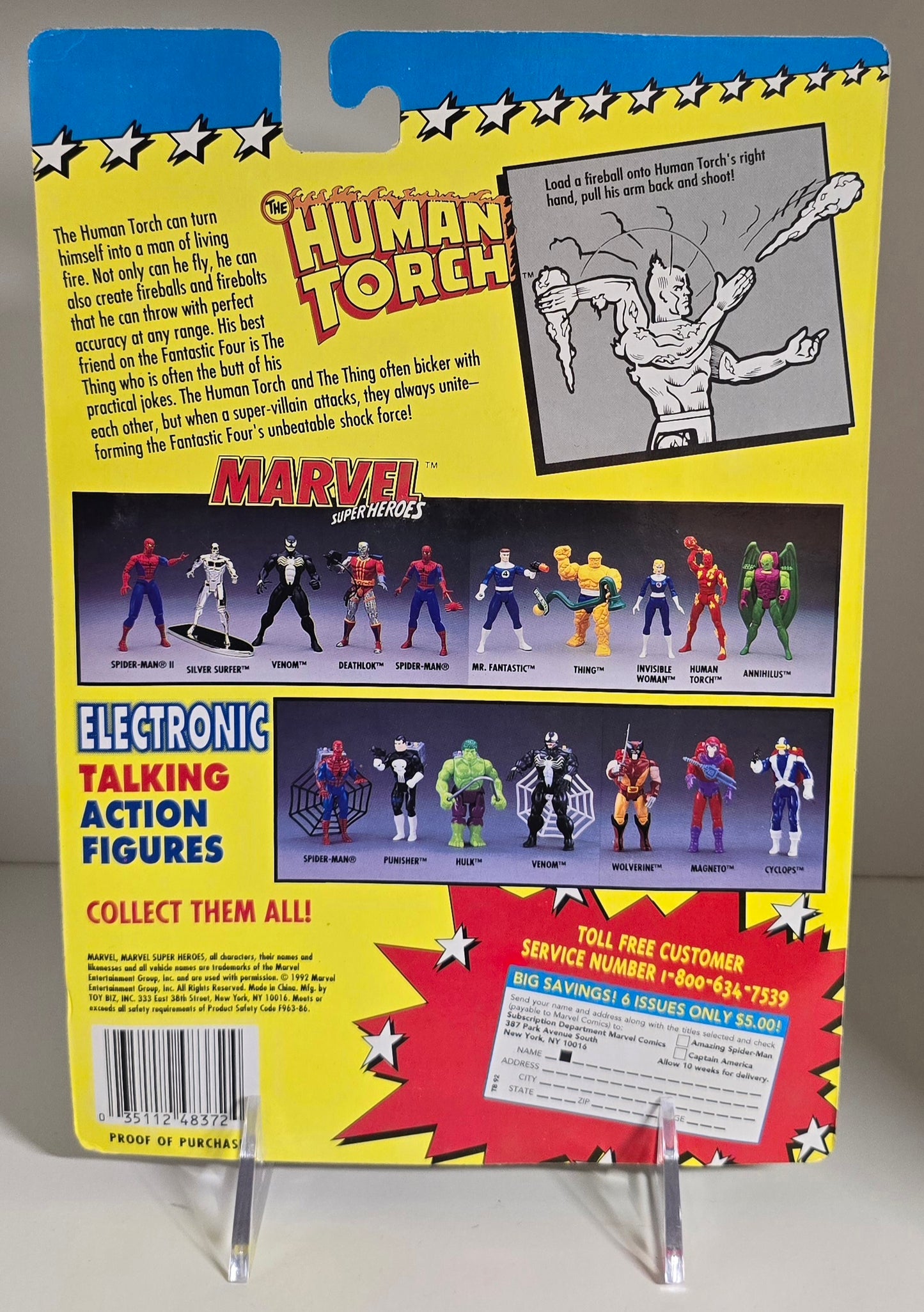 TOY BIZ MARVEL SUPER HEROES HUMAN TORCH FIREBALL FLING ACTION [PH05] X-Men Toy Biz   