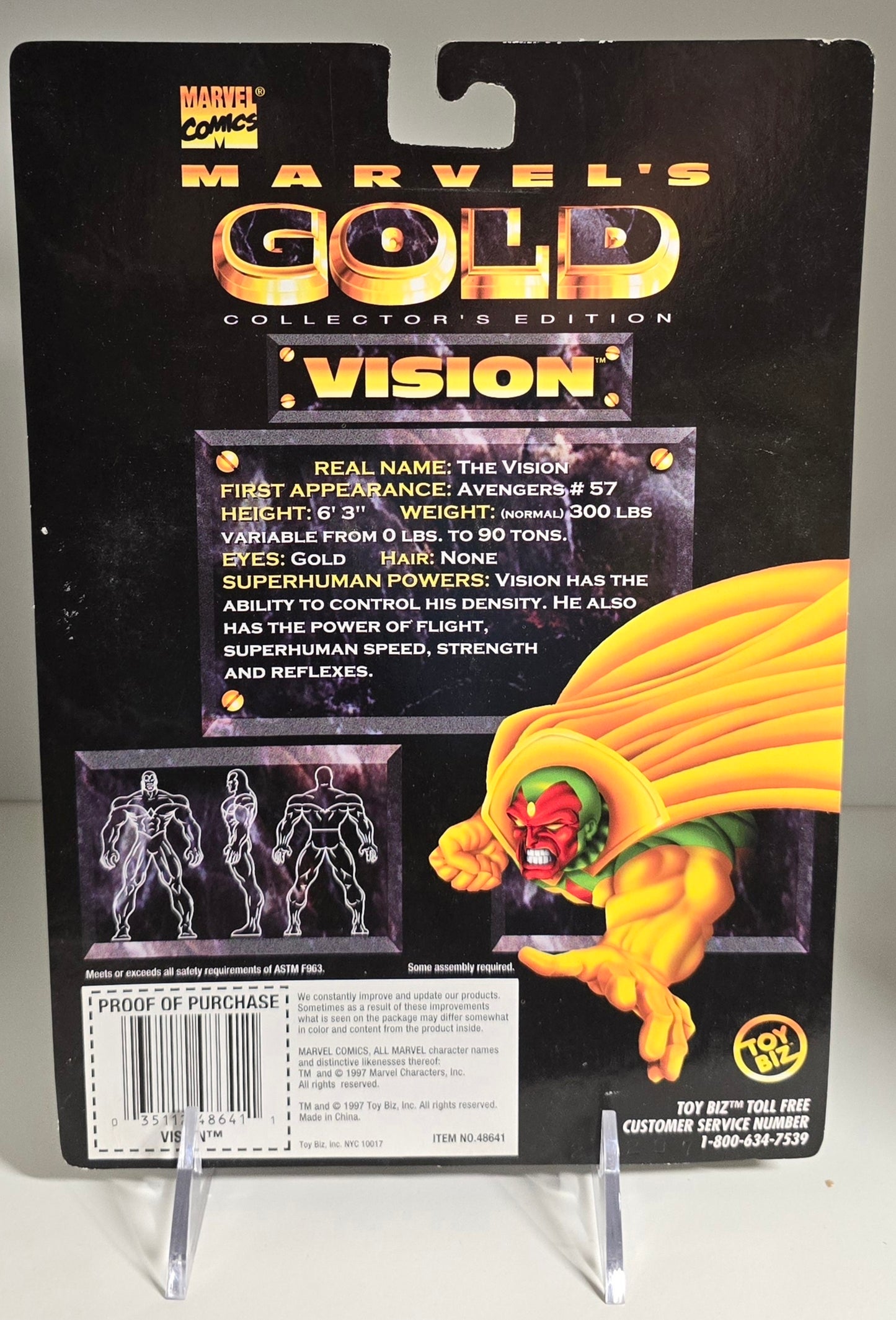 TOY BIZ MARVELS GOLD COLLECTORS EDITION VISION X-Men Toy Biz   