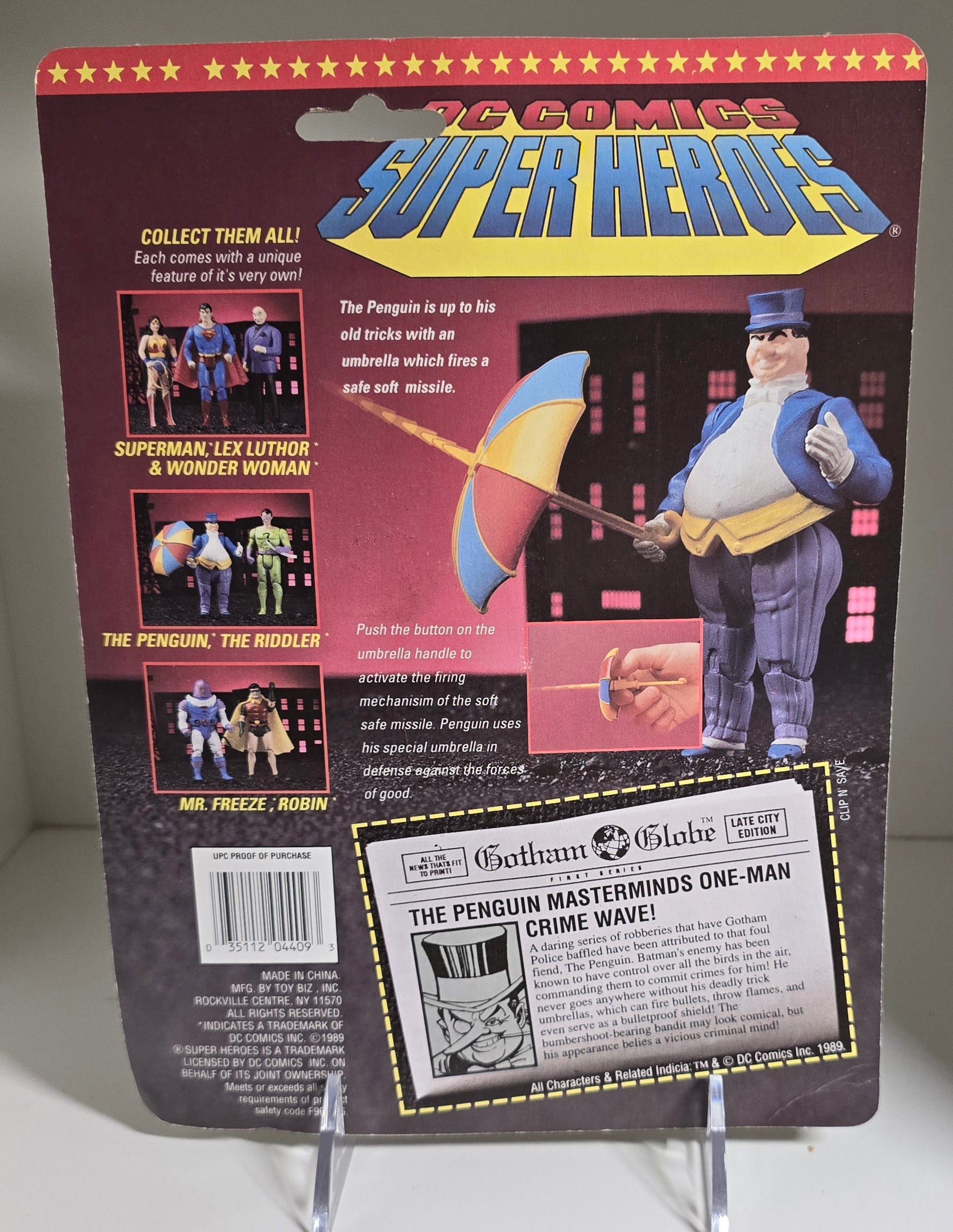 TOY BIZ DC COMICS SUPER HEROES PENGUIN FIRES MISSILES WITH TAILS [T04] Batman Toy Biz   