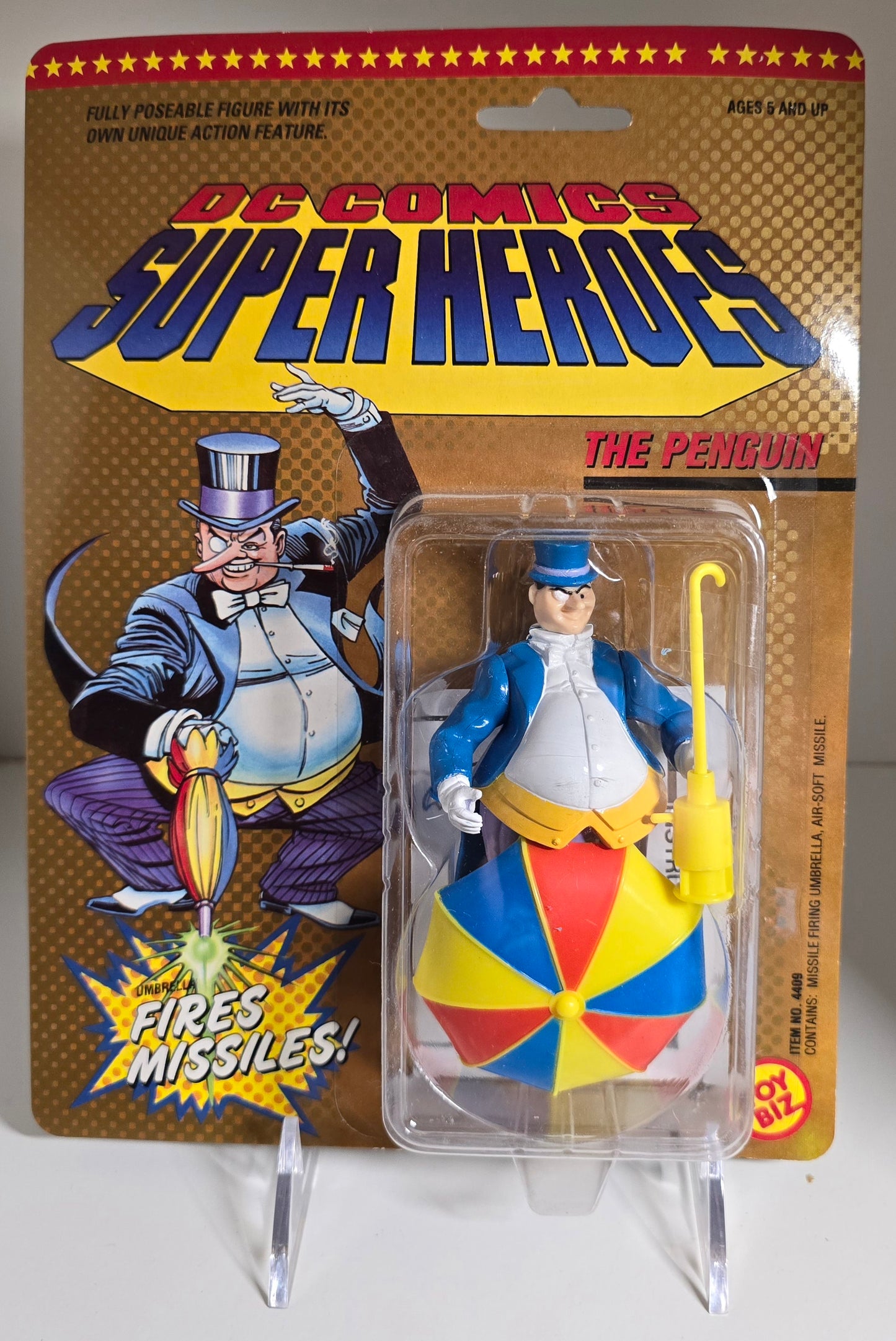 TOY BIZ DC COMICS SUPER HEROES PENGUIN FIRES MISSILES WITH TAILS [T05] Batman Toy Biz   