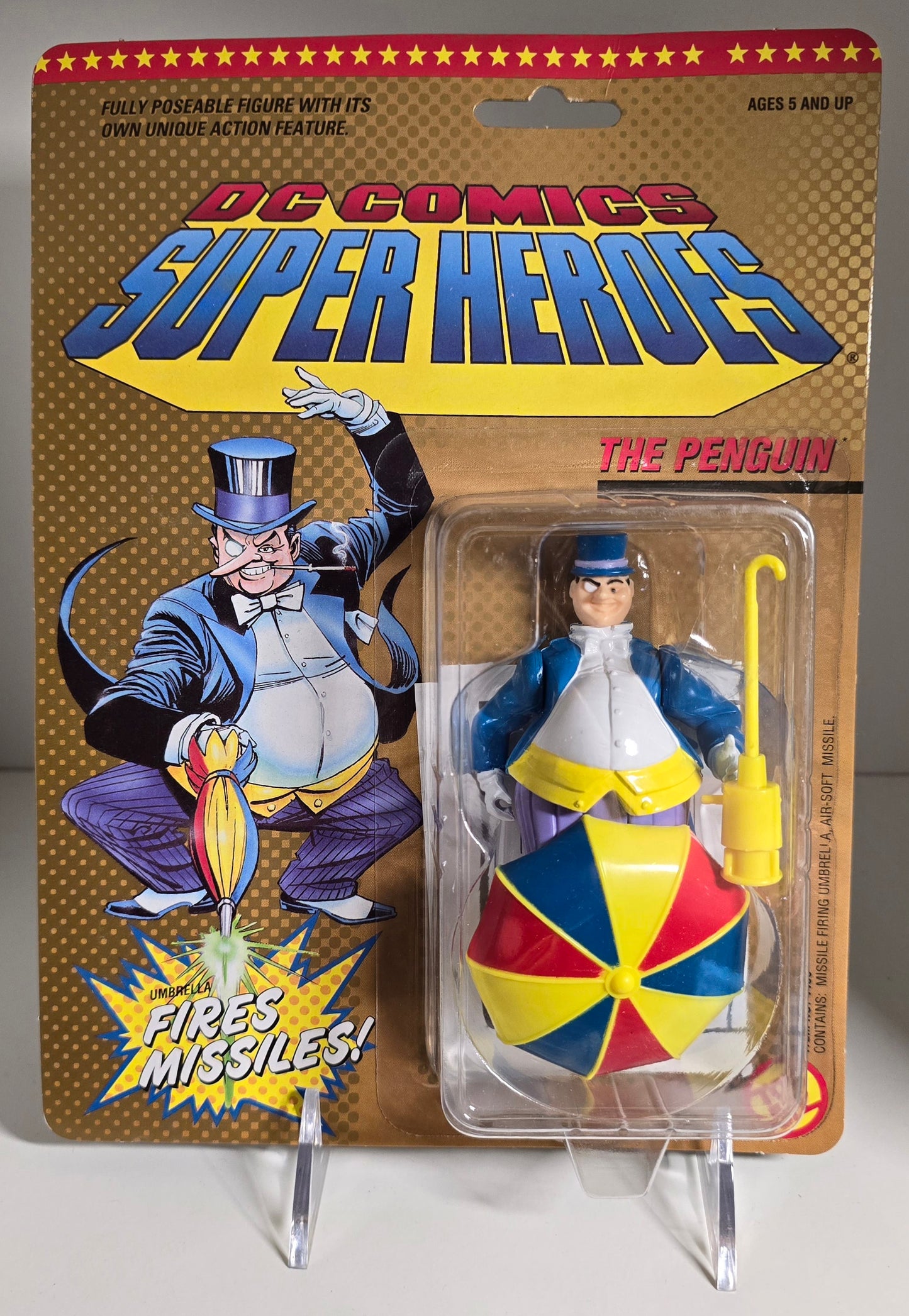 TOY BIZ DC COMICS SUPER HEROES PENGUIN FIRES MISSILES WITH TAILS [T06] Batman Toy Biz   