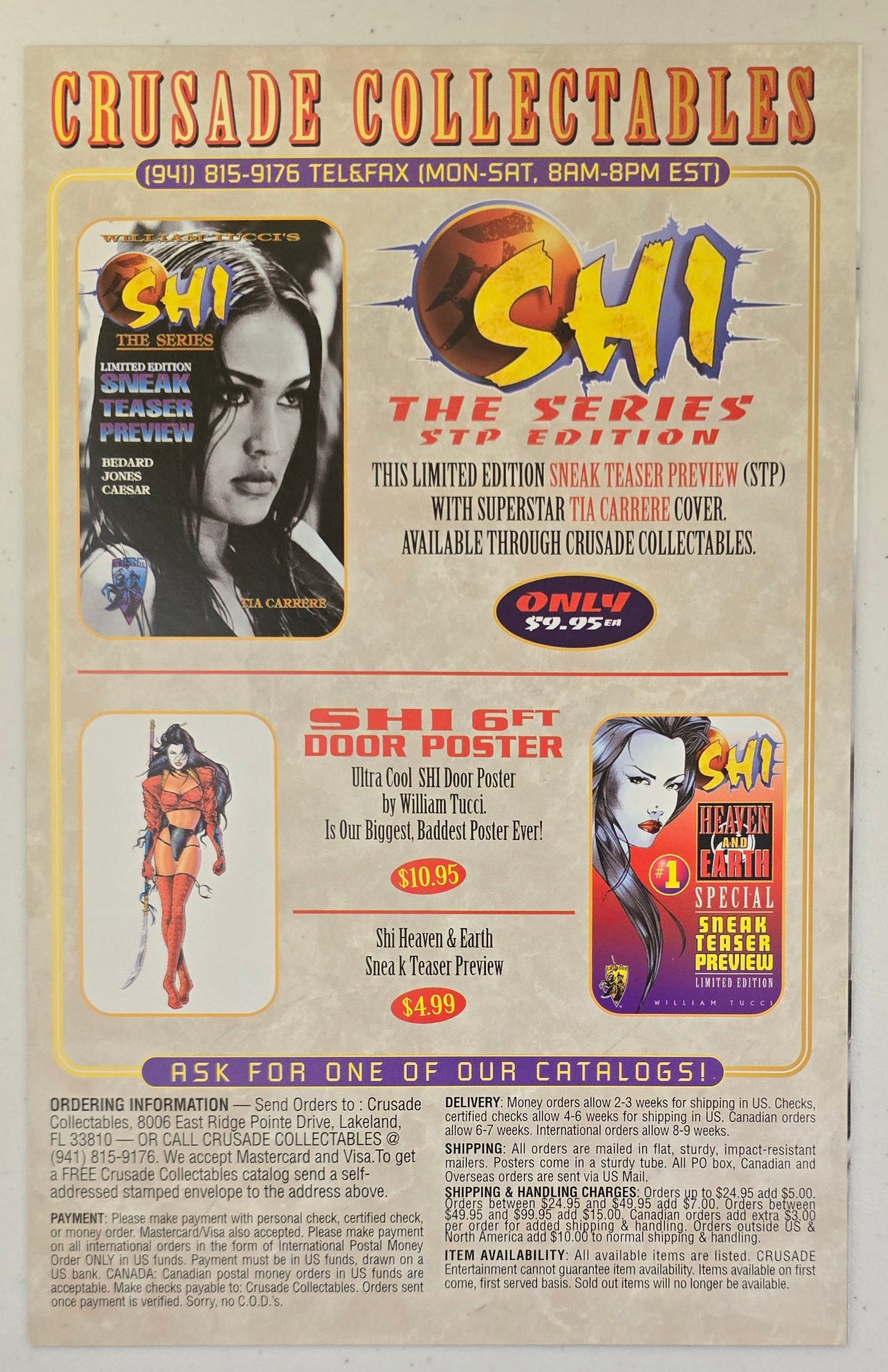 SHI SERIES SNEAK TEASER PREVIEW PHOTO COVER TIA CARRERE Shi CRUSADE COMICS   