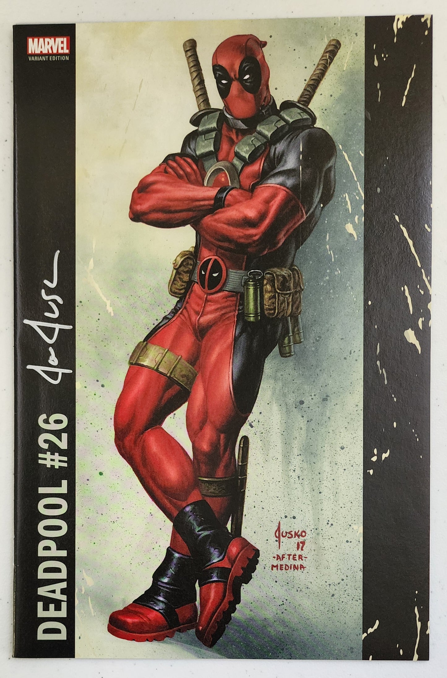 DEADPOOL #26 CORNER BOX VARIANT SIGNED BY JOE JUSKO 2017 Deadpool MARVEL COMICS   