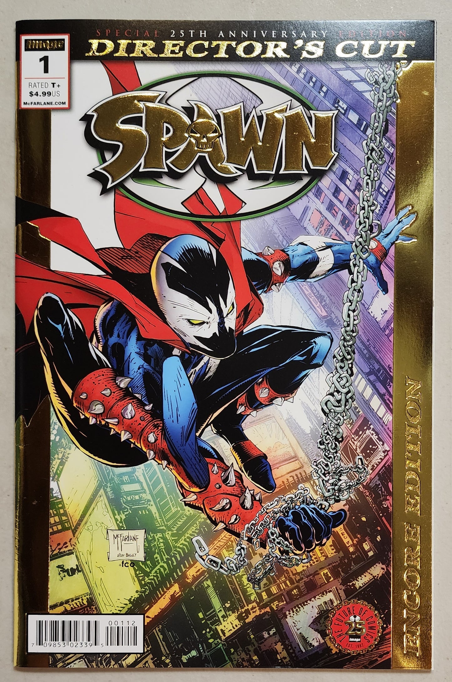 SPAWN #1 25TH ANNIVERSARY DIRECTORS CUT GOLD FOIL 2017 [SD01] Spawn IMAGE COMICS   