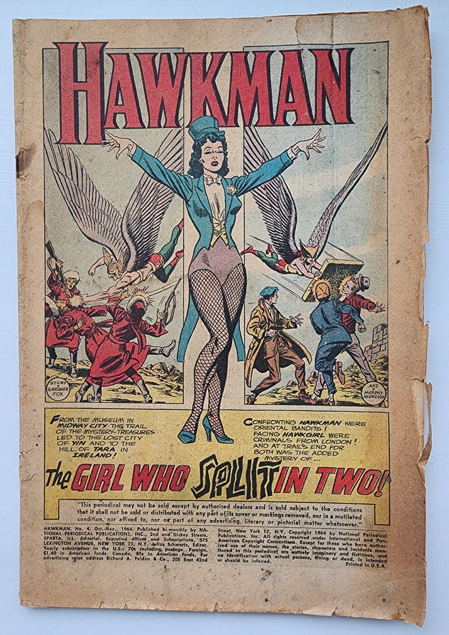 HAWKMAN #4 1964 (ORIGIN & 1ST APP ZATANNA) Hawkman DC COMICS