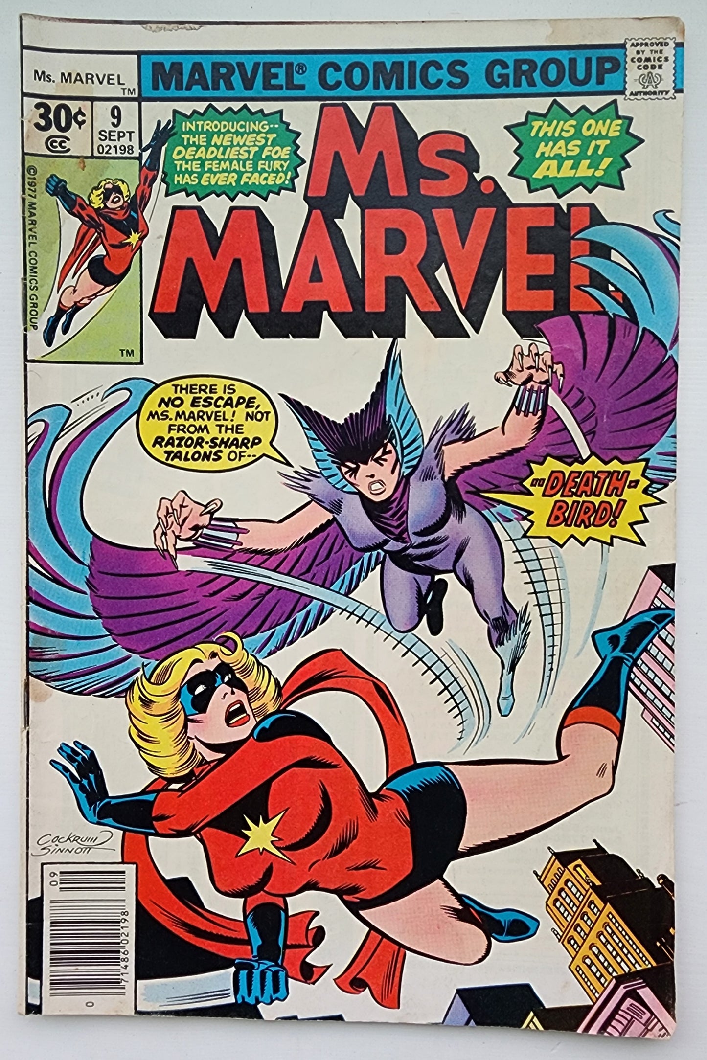 MS MARVEL #9 1977 (1ST APP DEATHBIRD) NEWSSTAND Ms Marvel MARVEL COMICS