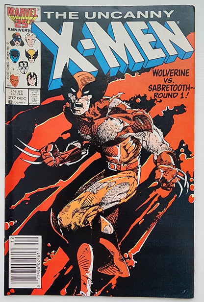 UNCANNY X-MEN #212 1986 (WOLVERINE VS SABRETOOTH) NEWSSTAND Uncanny X-Men MARVEL COMICS