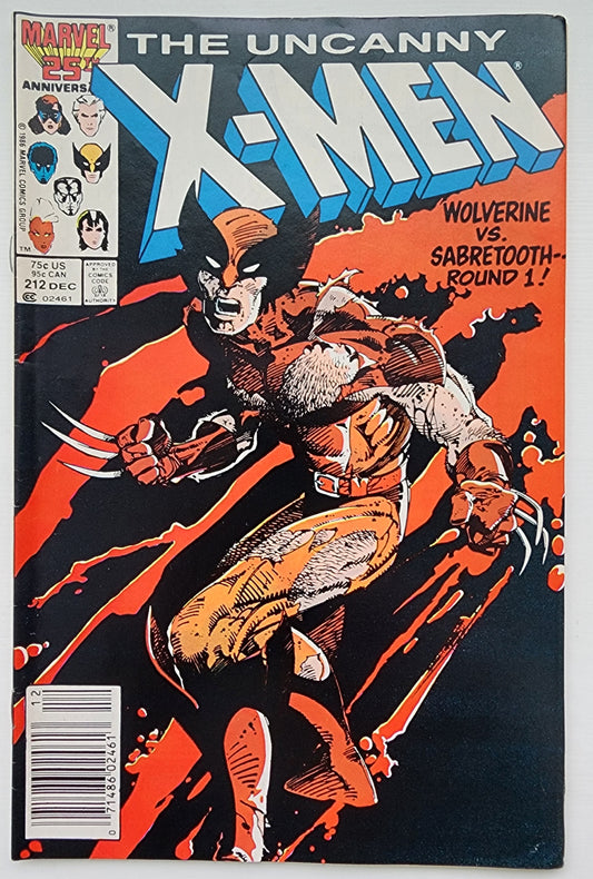 UNCANNY X-MEN #212 1986 (WOLVERINE VS SABRETOOTH) NEWSSTAND Uncanny X-Men MARVEL COMICS