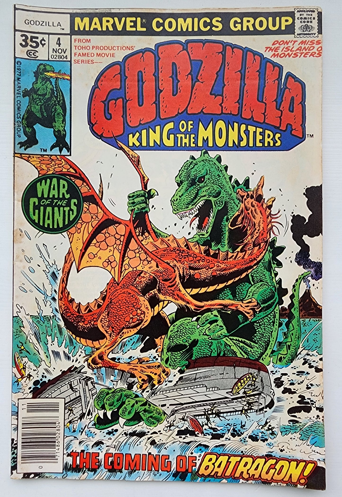 GODZILLA #4 1977 NEWSSTAND Godzilla MARVEL COMICS