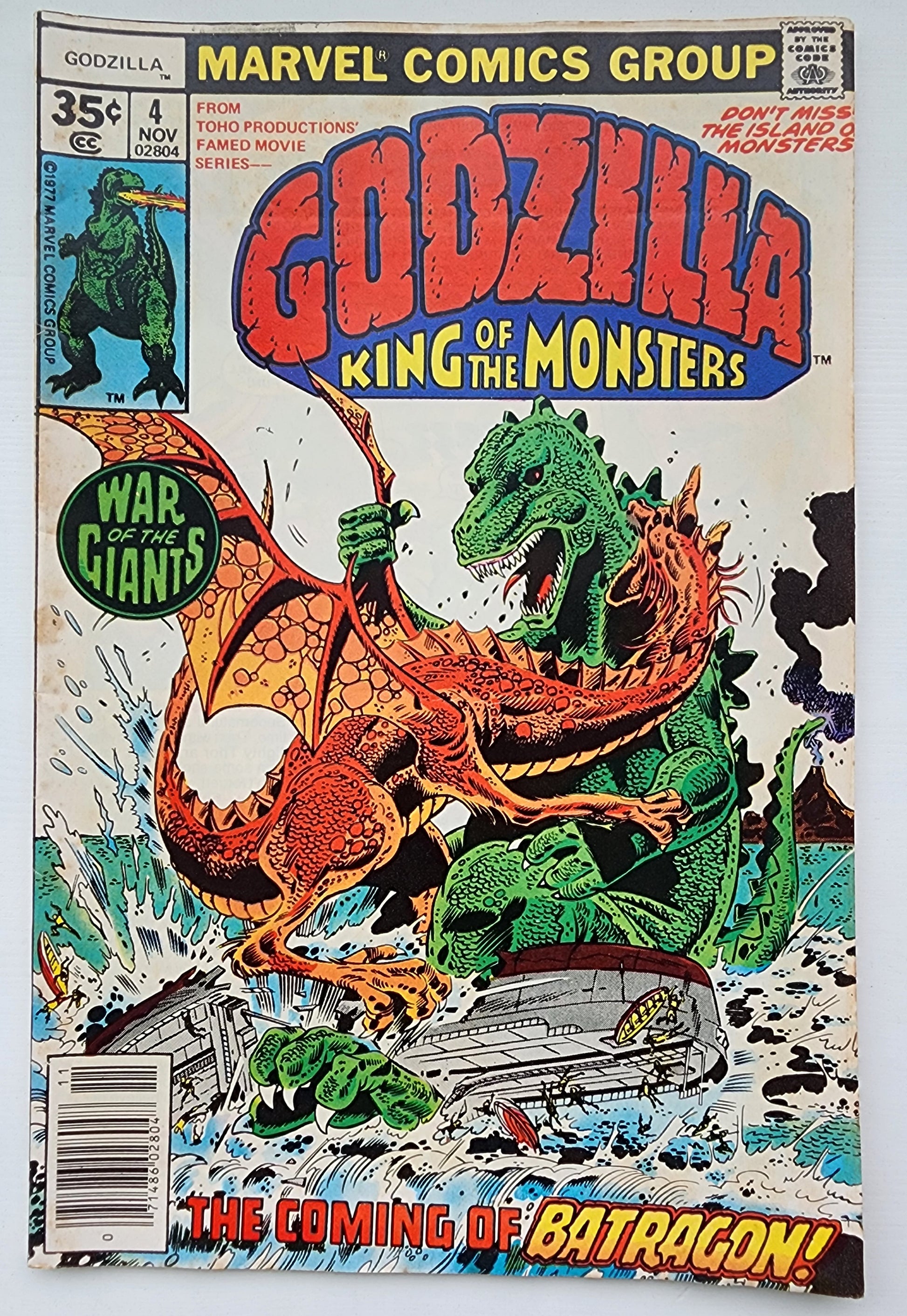 GODZILLA #4 1977 NEWSSTAND Godzilla MARVEL COMICS