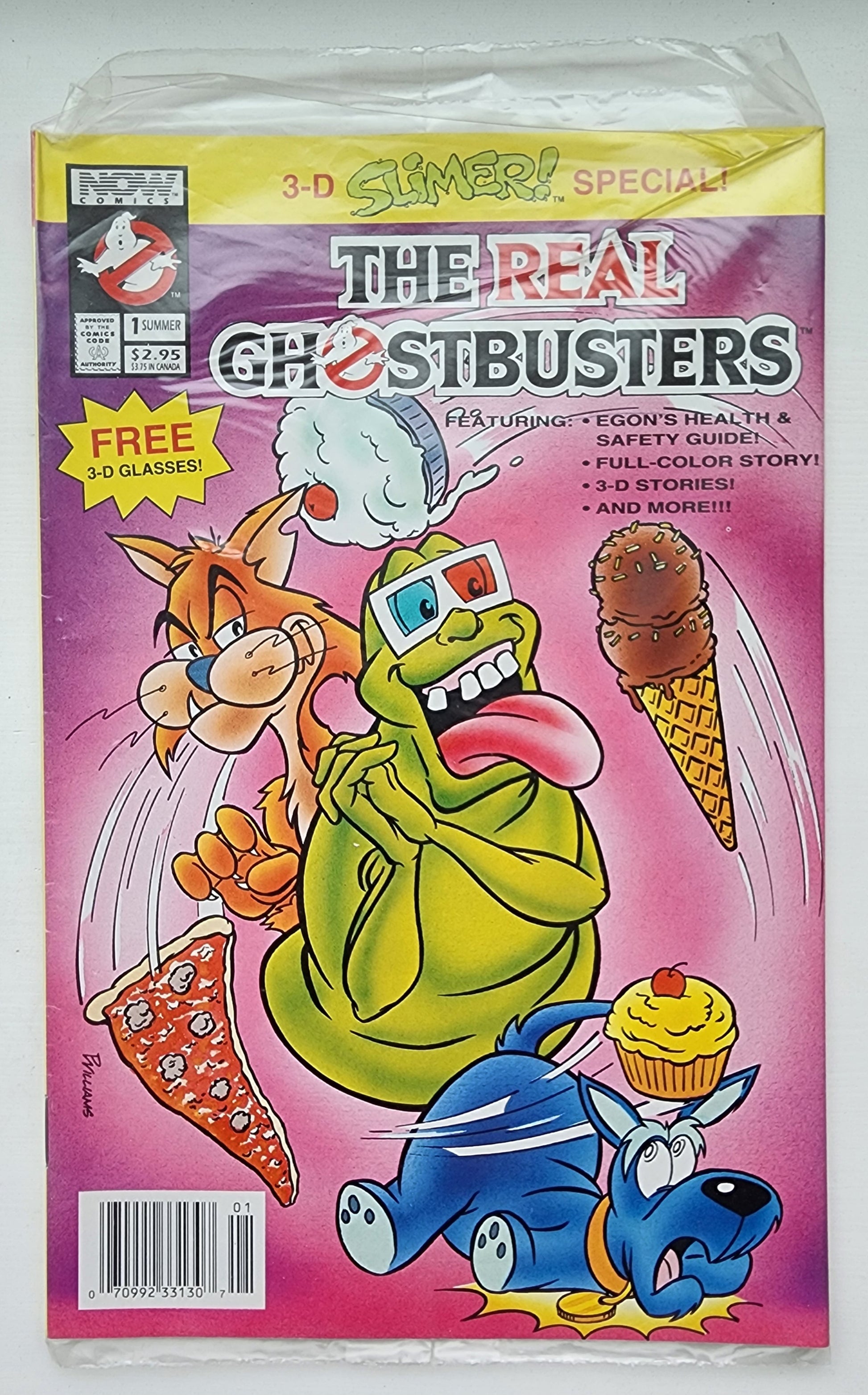 REAL GHOSTBUSTERS #1 3-D GLASSES SLIMER SPECIAL SEALED 1993 Ghostbusters NOW COMICS