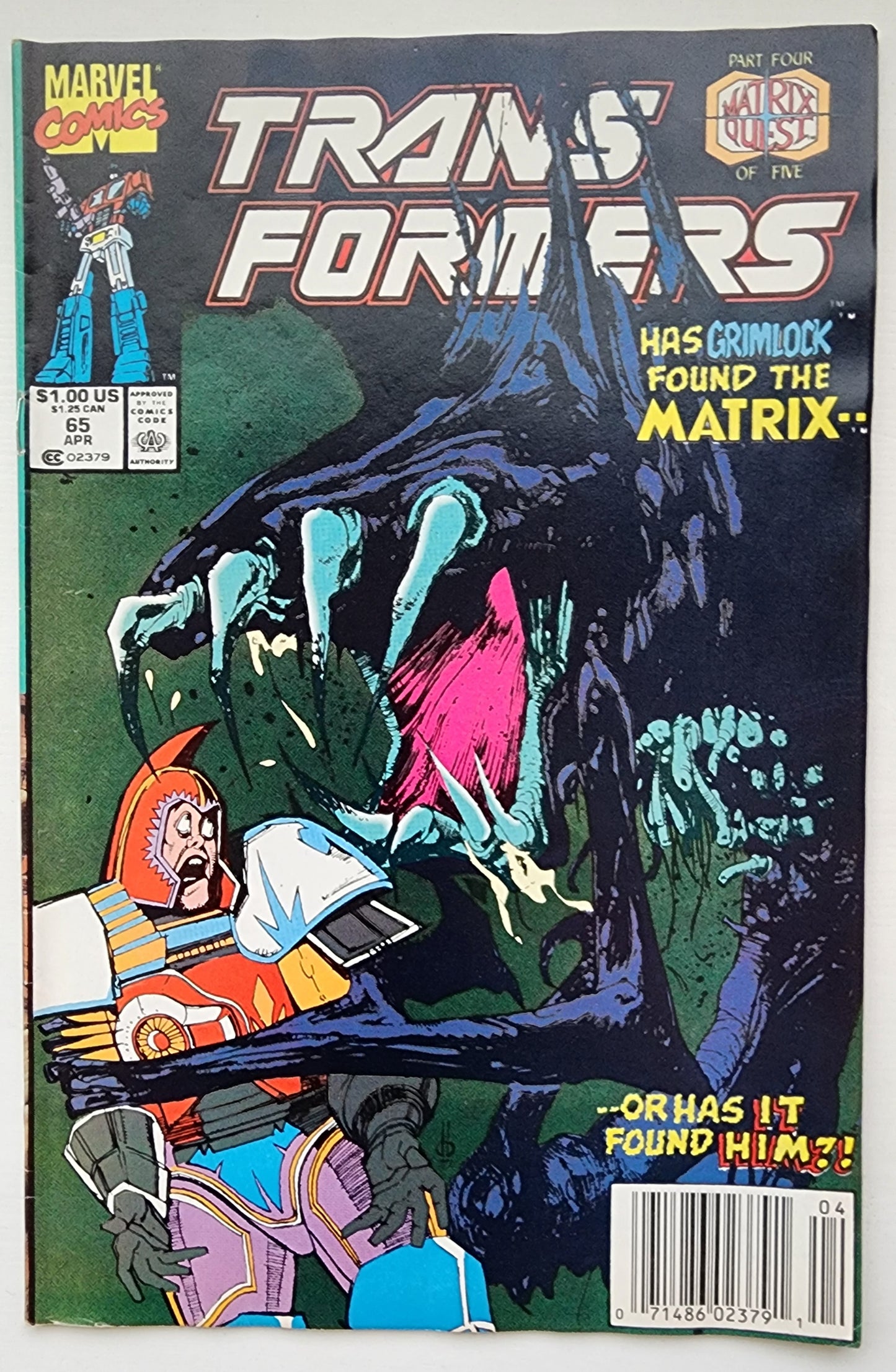 TRANSFORMERS #65 1990 SIENKIEWICZ COVER NEWSSTAND Transformers MARVEL COMICS