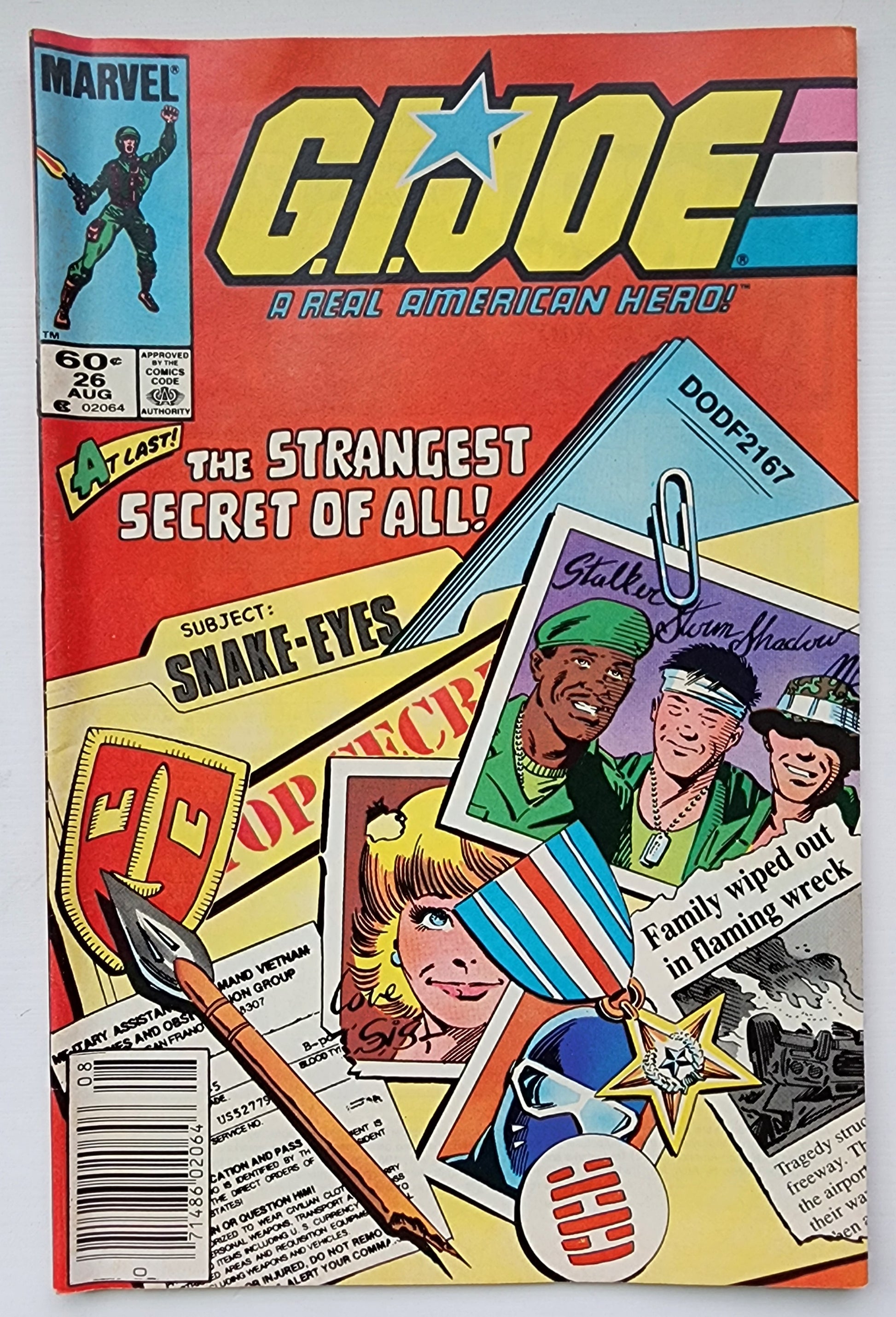 GI JOE A REAL AMERICAN HERO #26 1984 (ORIGIN SNAKE-EYES & STORM SHADOW ) NEWSSTAND GI Joe MARVEL COMICS