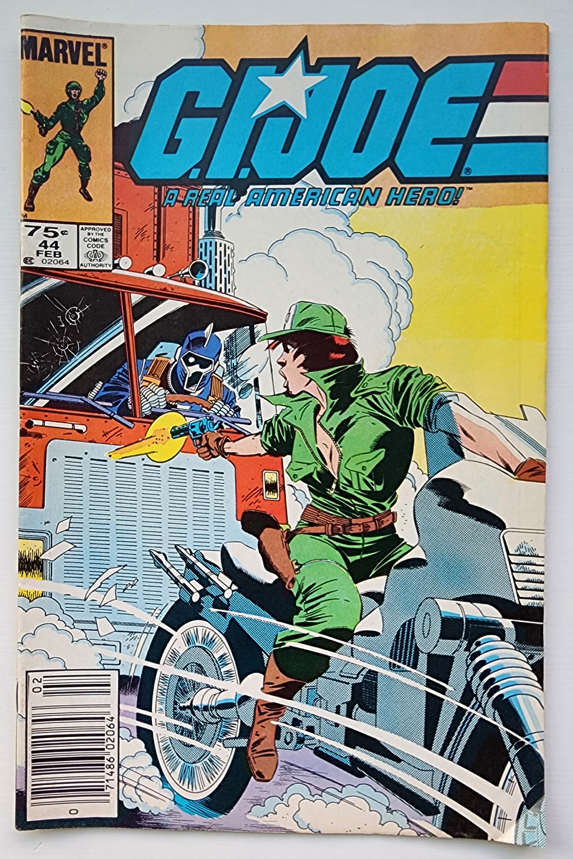 GI JOE A REAL AMERICAN HERO #44 1986 (1ST APP HEAVY METAL, BAZOOKA, AIRTIGHT, CRANK-CASE, & DR MINDBENDER ) NEWSSTAND GI Joe MARVEL COMICS