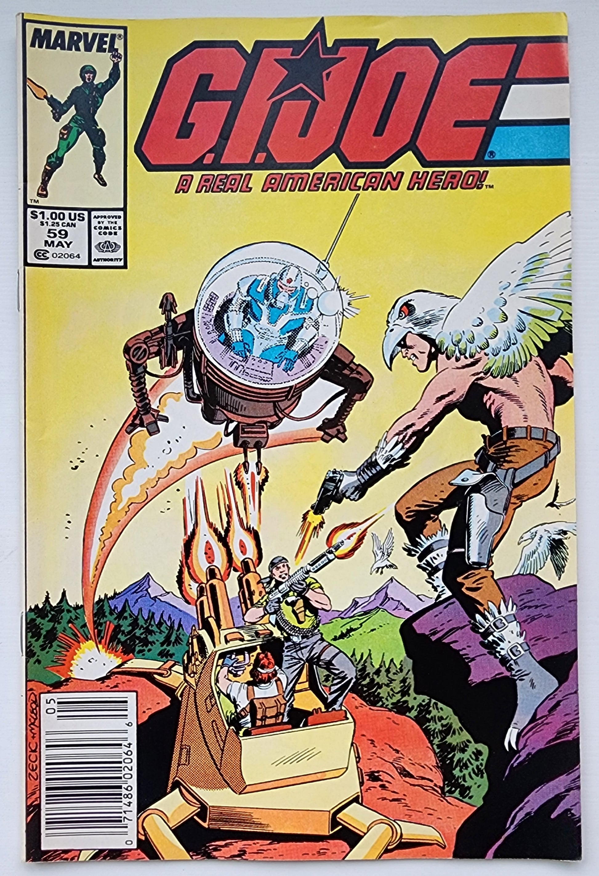 GI JOE A REAL AMERICAN HERO #59 1987 (1ST APP OUTBACK, TUNNEL RAT, JINX, RAPTOP & BLIND MASTER) NEWSSTAND GI Joe MARVEL COMICS