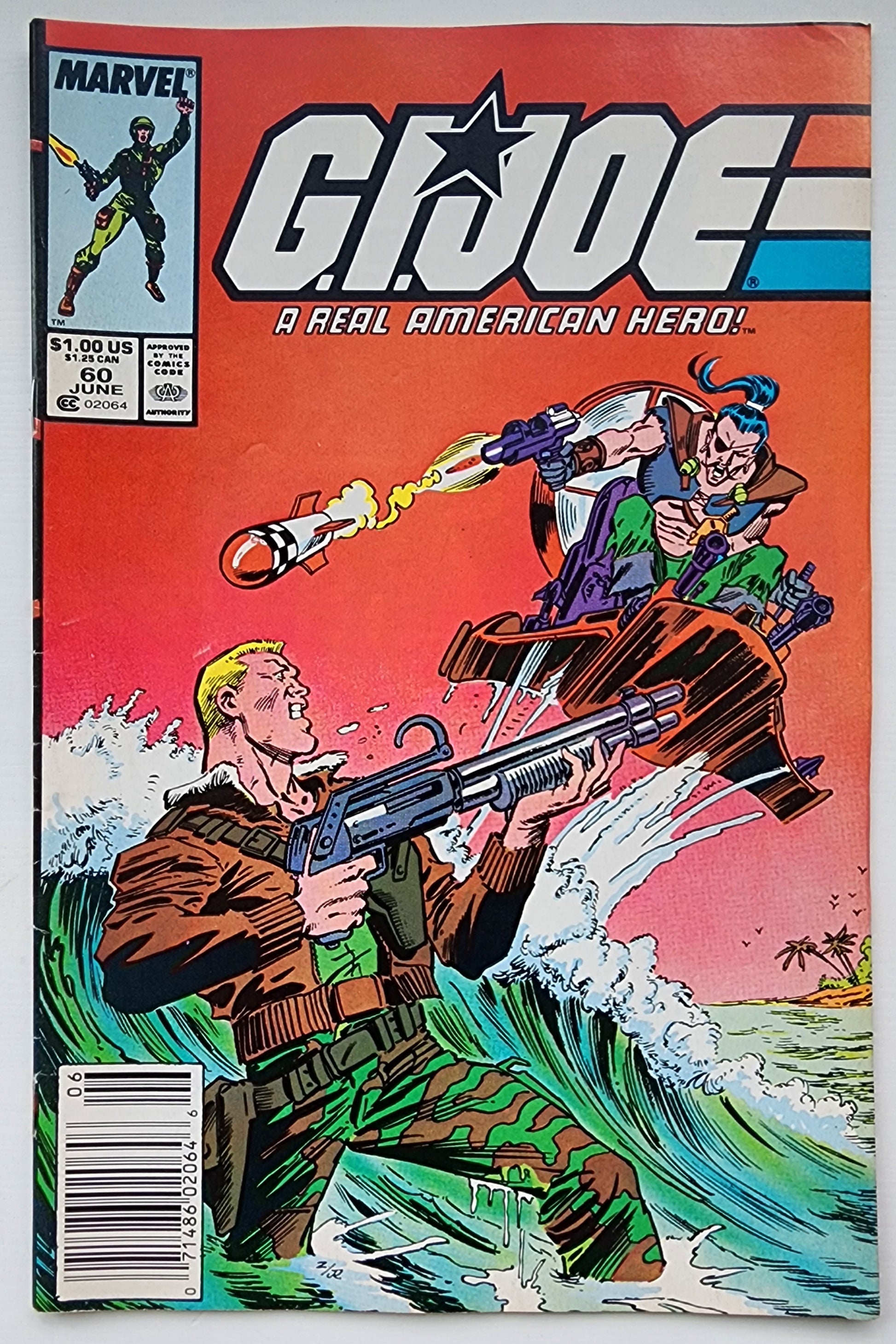 GI JOE A REAL AMERICAN HERO #60 1987 (1ST APP LT FALCON, CHUCKLES, FASTDRAW, ZANZIBAR, MONKEYWRENCH & LAW & ORDER) NEWSSTAND GI Joe MARVEL COMICS