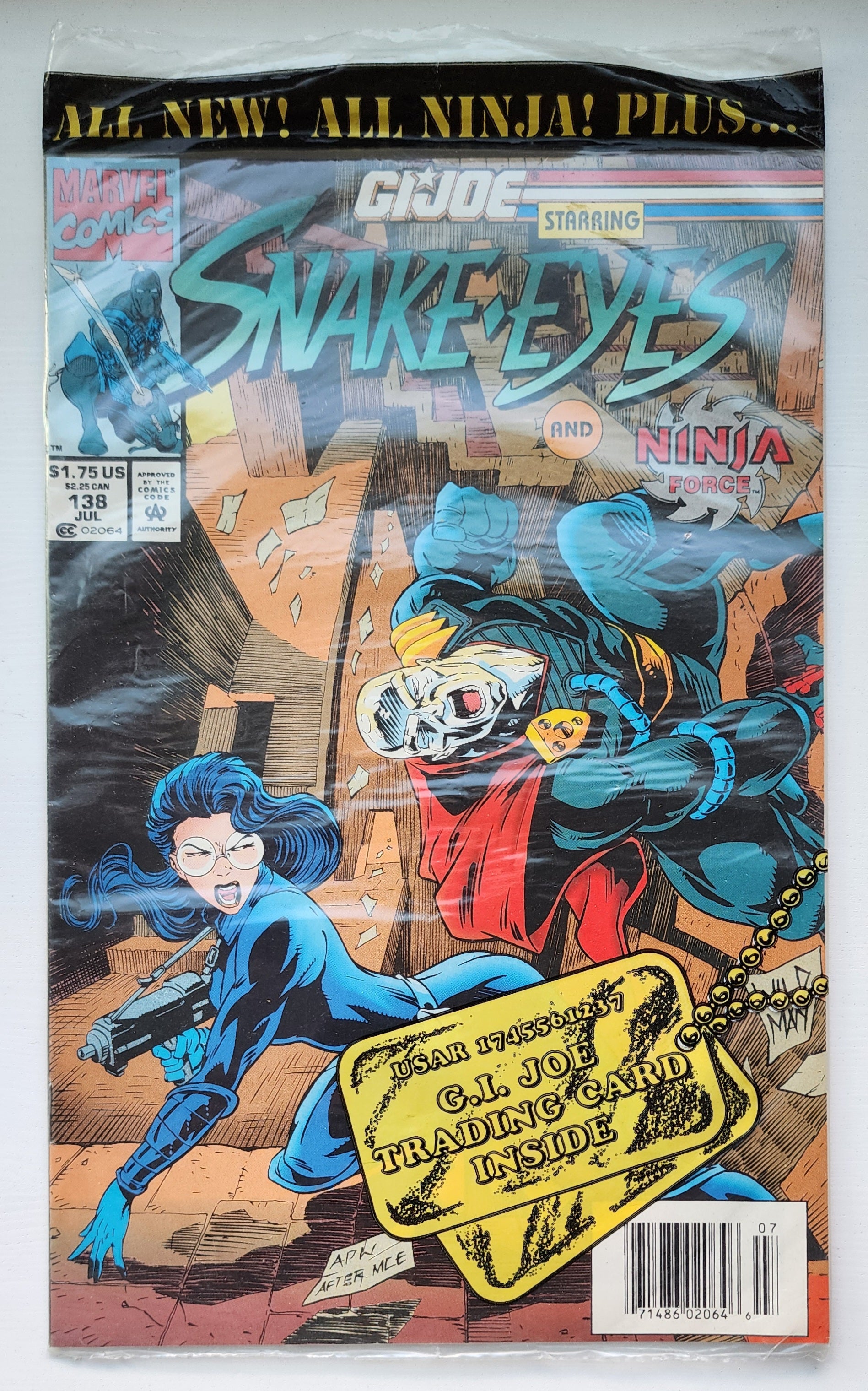 GI JOE A REAL AMERICAN HERO #138 1992 (OPEN POLYBAG WITH TRADING CARD) NEWSSTAND GI Joe MARVEL COMICS