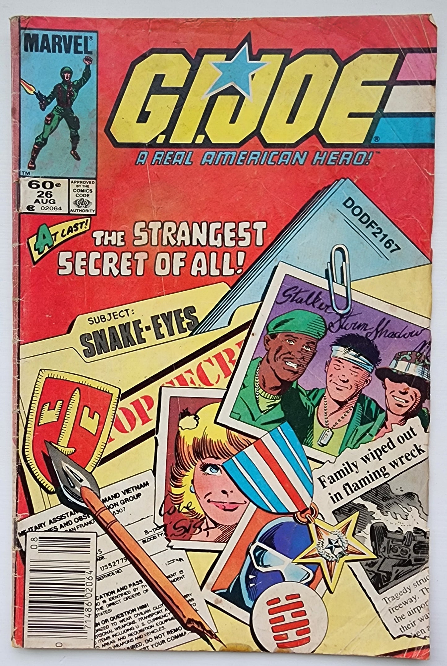 GI JOE A REAL AMERICAN HERO #26 1984 (ORIGIN SNAKE-EYES & STORM SHADOW ) NEWSSTAND [J1] GI Joe MARVEL COMICS