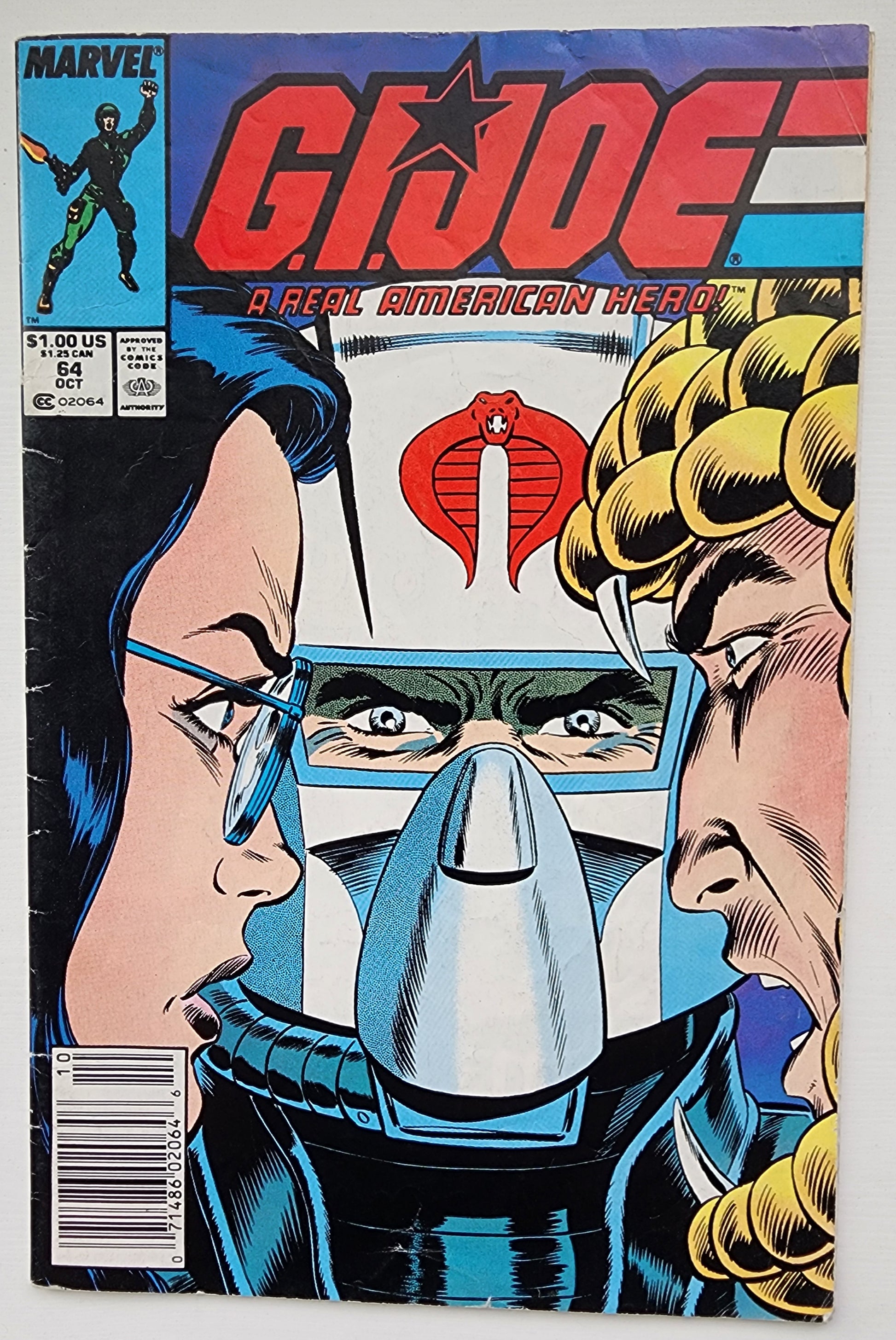 GI JOE A REAL AMERICAN HERO #64 1987 (1ST APP PSYCHE-OUT, HARD TOP, PAYLOAD, SCI-FI, FROSTBITE & BACK STOCK) NEWSSTAND [J1] GI Joe MARVEL COMICS