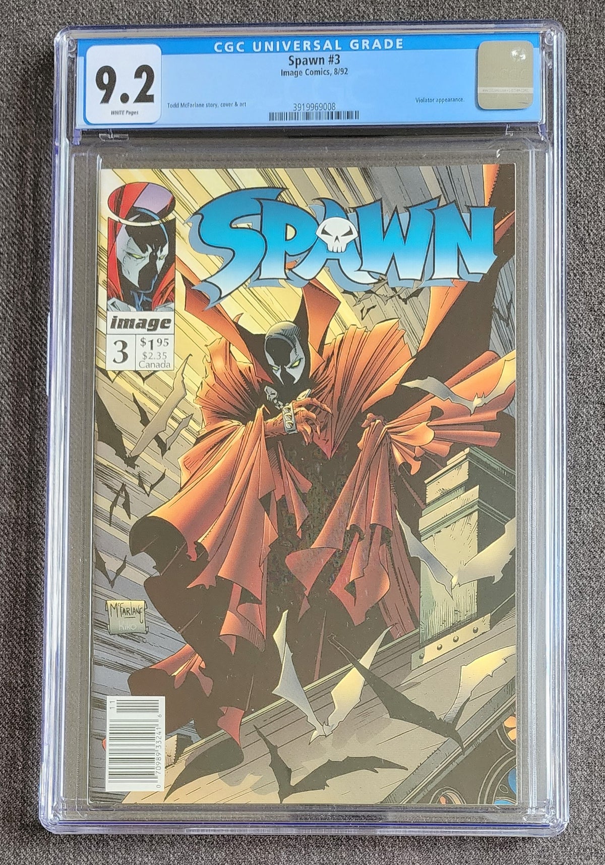 9.2 CGC SPAWN #3 NEWSSTAND 1992 [31919969008] Spawn IMAGE COMICS