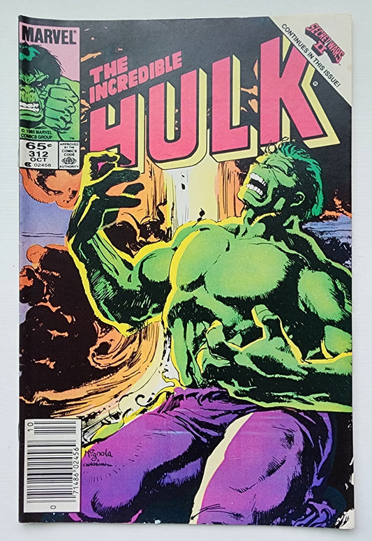 INCREDIBLE HULK #312 1985 NEWSSTAND MIKE MIGNOLA COVER (ORIGIN HULK RETOLD) Incredible Hulk MARVEL COMICS