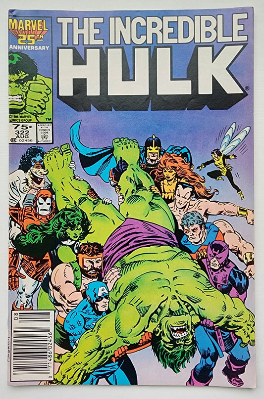 INCREDIBLE HULK #322 1986 NEWSSTAND Incredible Hulk MARVEL COMICS