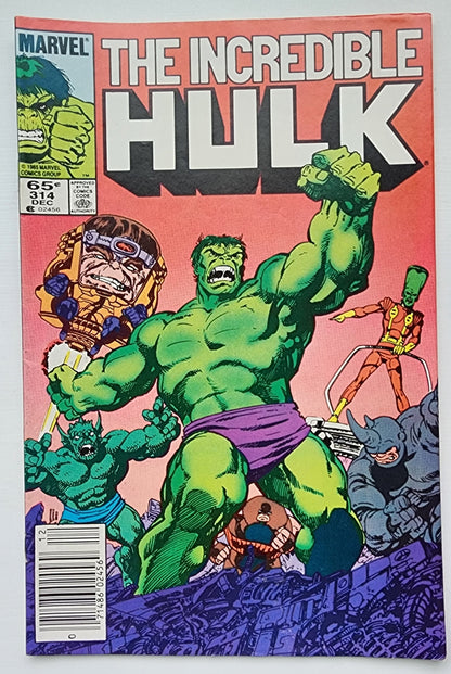 INCREDIBLE HULK #314 1985 NEWSSTAND BYRNE COVER Incredible Hulk MARVEL COMICS
