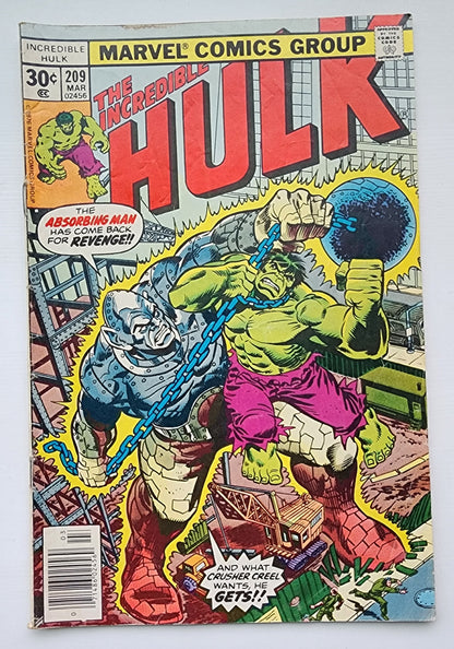 INCREDIBLE HULK #209 1977 NEWSSTAND Incredible Hulk MARVEL COMICS