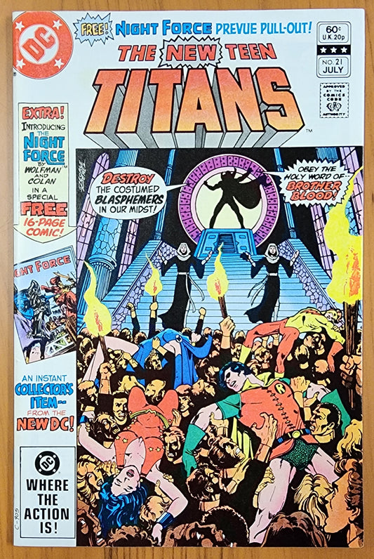 NEW TEEN TITANS #21 1982 (1ST APP BROTHER BLOOD) Teen Titans DC COMICS