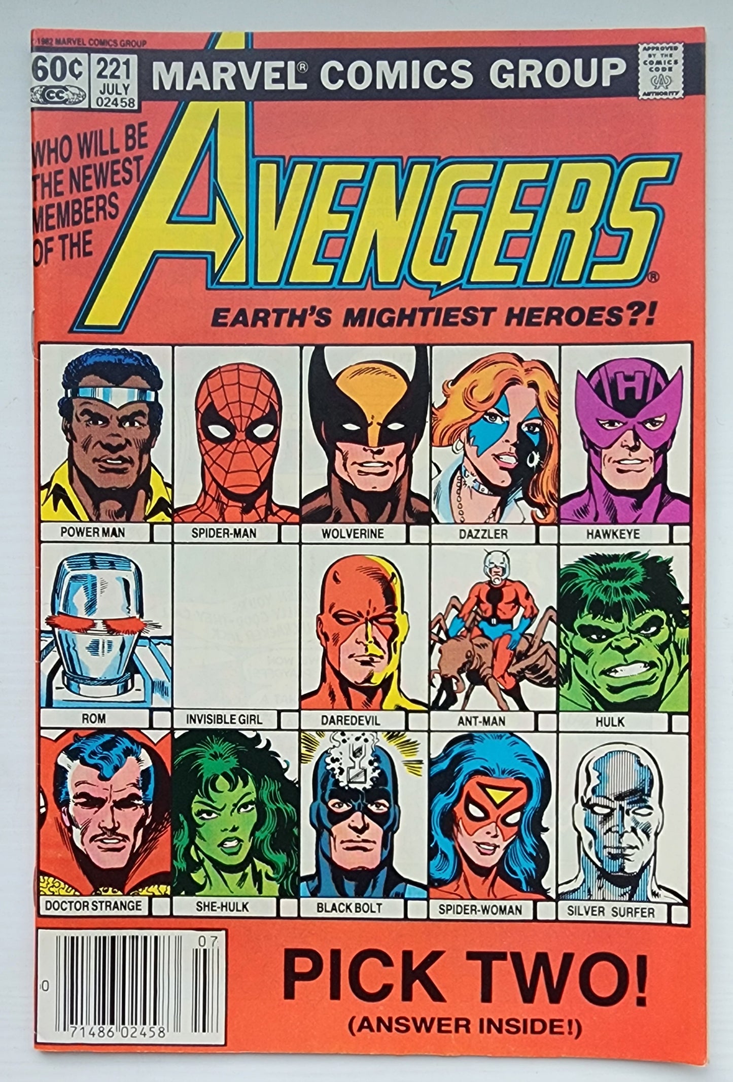 AVENGERS #221 NEWSSTAND 1982 Avengers MARVEL COMICS