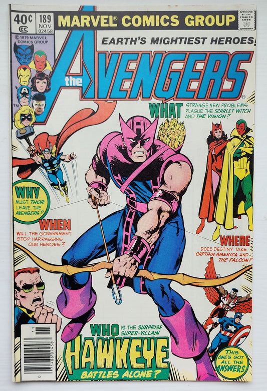 AVENGERS #189 NEWSSTAND 1979 Avengers MARVEL COMICS