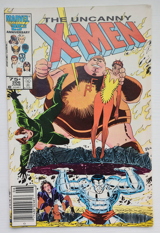 UNCANNY X-MEN #206 1986 NEWSSTAND X-Men MARVEL COMICS