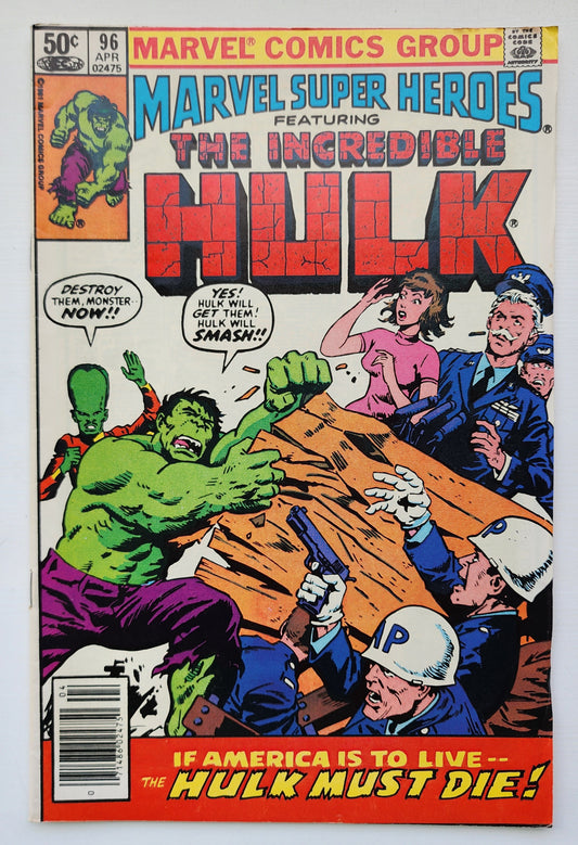MARVEL SUPER-HEROES #96 FEATURING HULK 1980 NEWSSTAND Marvel Super-Heroes MARVEL COMICS