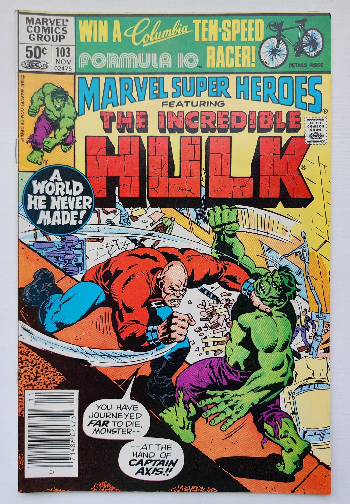 MARVEL SUPER-HEROES #103 FEATURING HULK 1981 NEWSSTAND Marvel Super-Heroes MARVEL COMICS