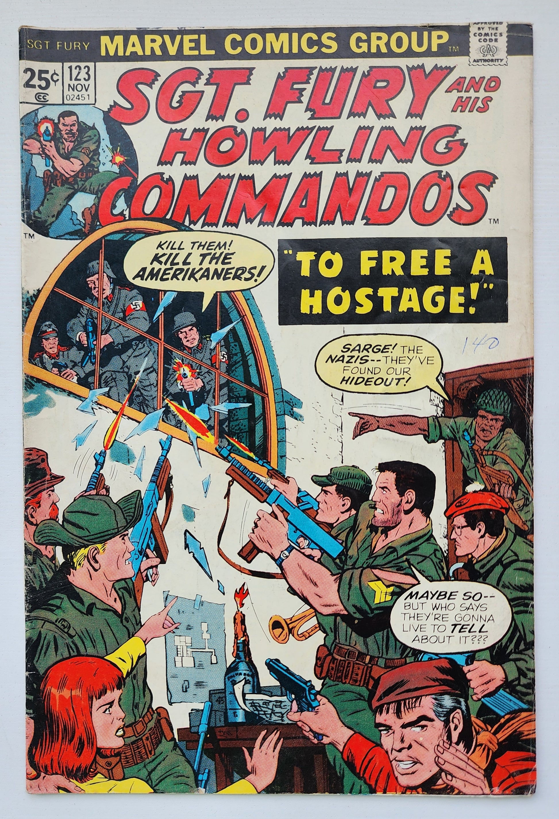 SGT FURY AND HIS HOWLING COMMANDOS #123 1974 Sgt Fury MARVEL COMICS