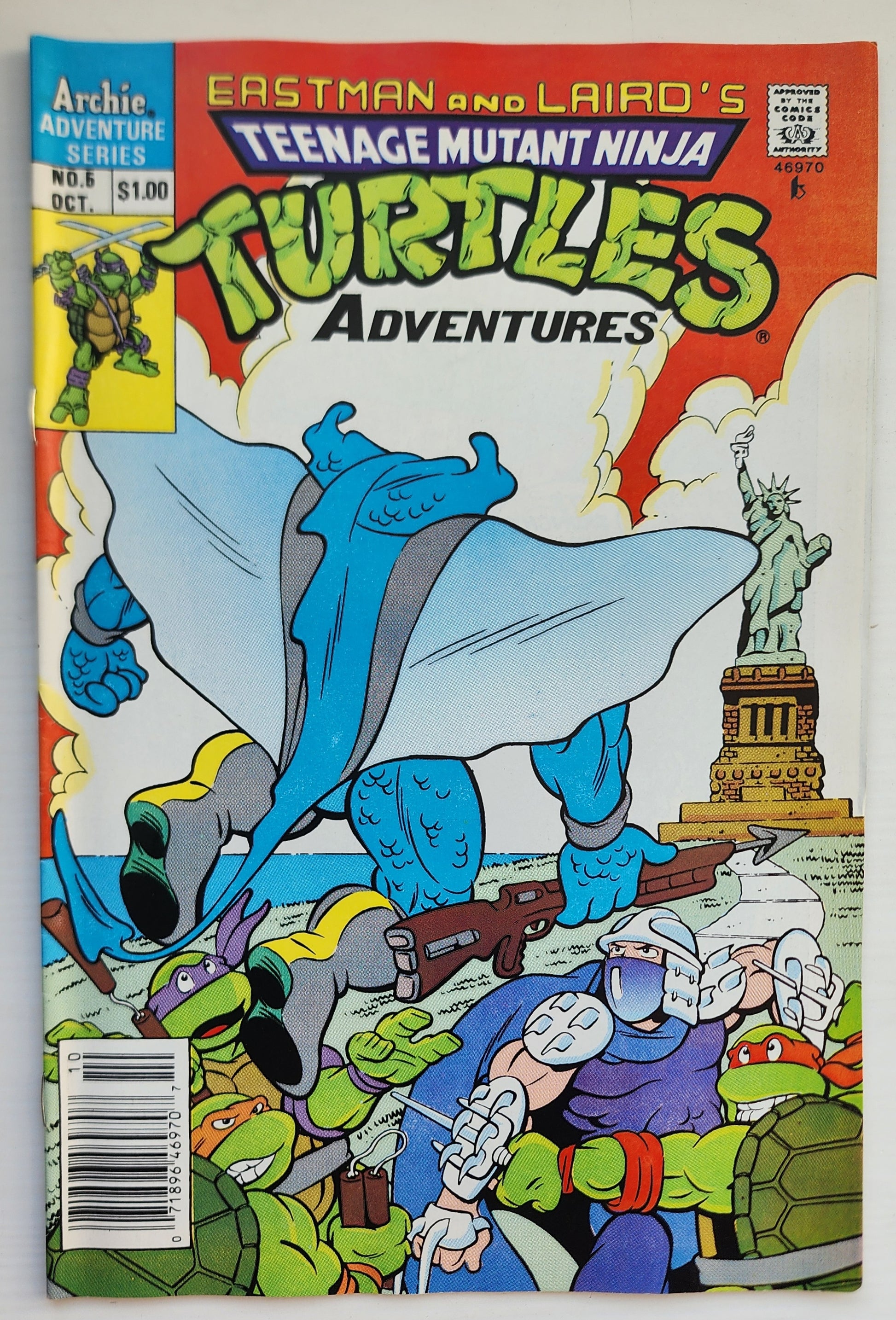 TEENAGE MUTANT NINJA TURTLES TMNT ADVENTURES #5 1989 NEWSSTAND TMNT ARCHIE COMICS